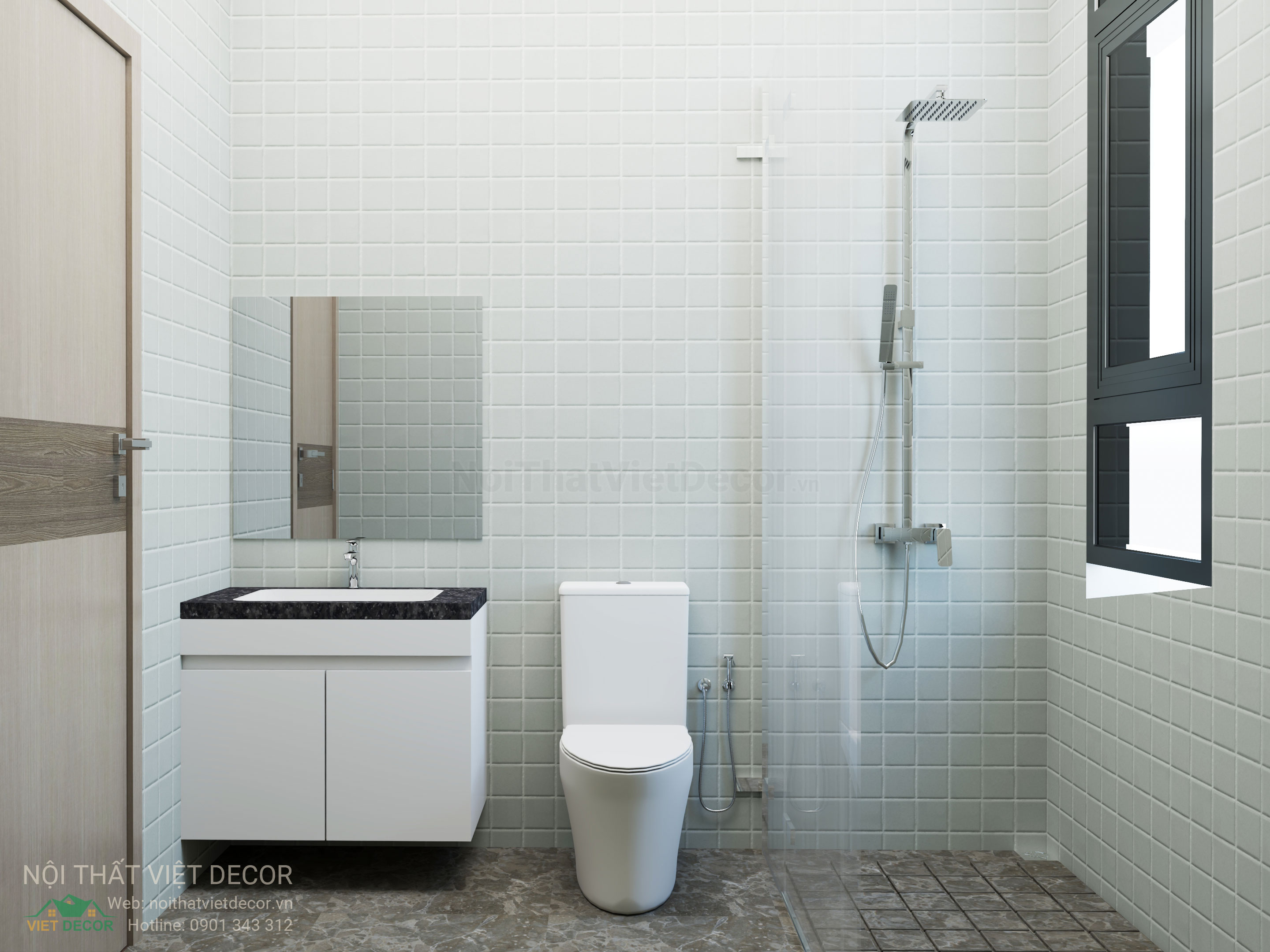 Nội Thất Việt Decor thiết kế nội thất hiện đại nhà phố khu đô thị Lavilla Green City Long An Tây Ninh wc