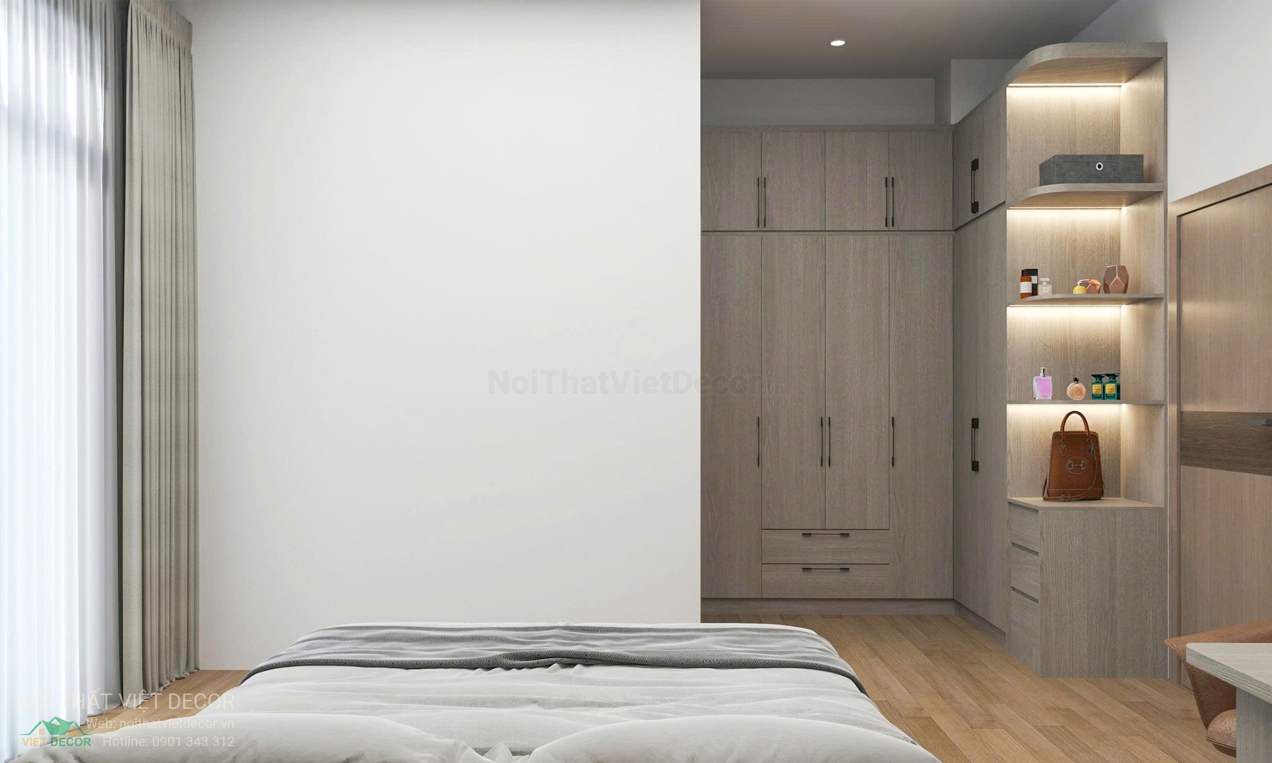 Nội Thất Việt Decor thiết kế nội thất hiện đại nhà phố khu đô thị Lavilla Green City Long An Tây Ninh phòng ngủ