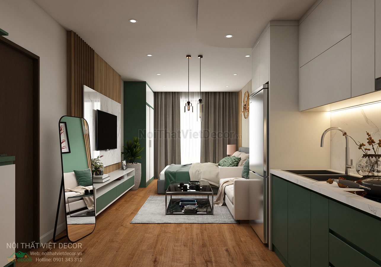 Nội Thất Việt Decor thiết kế thi công nội thất căn hộ officetel studio phong cách hiện đại modern