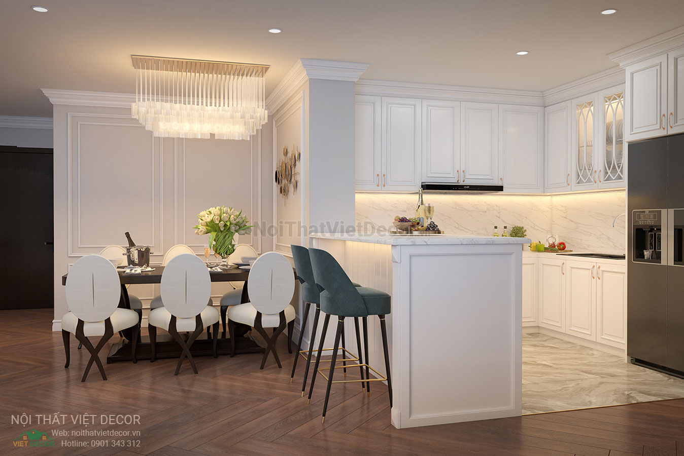 Nội Thất Việt Decor thiết kế thi công nội thất căn hộ phong cách tân cổ điển