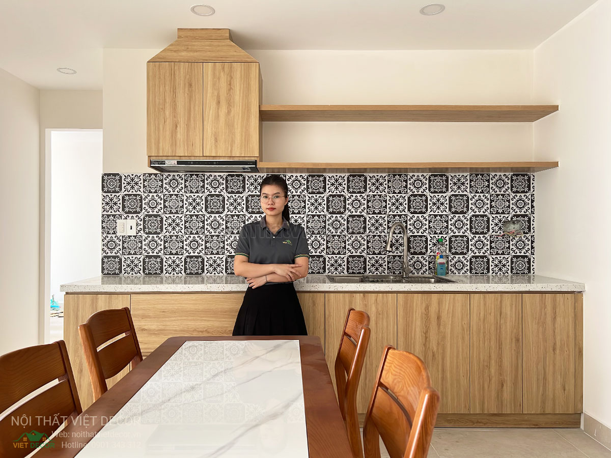 Nội Thất Việt Decor thiết kế thi công trang trí xây dựng hoàn thiện, tủ bếp căn hộ 2 phòng ngủ thuộc dự án chung cư Lavida Plus quận 7 tp HCM