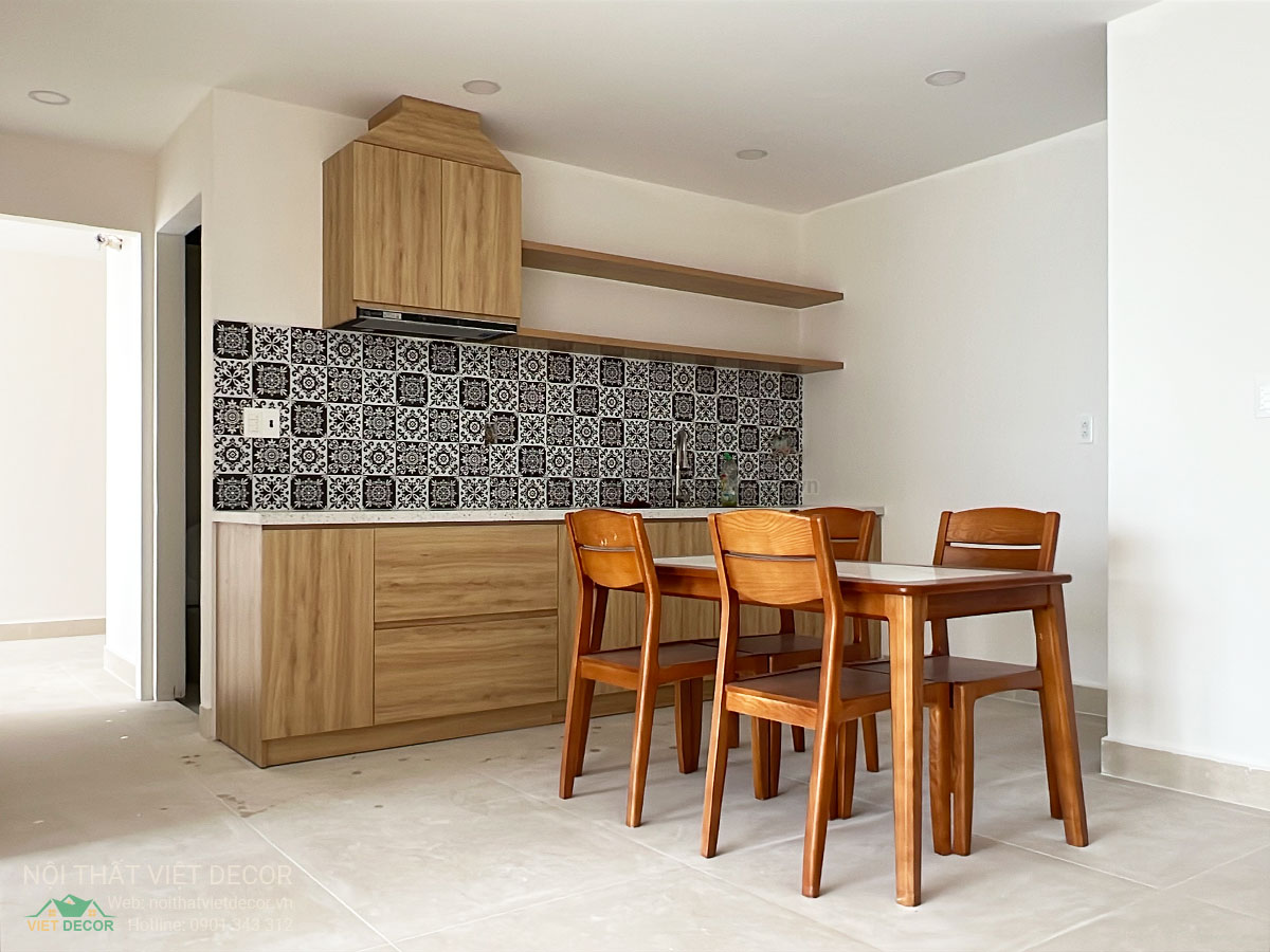 Nội Thất Việt Decor thiết kế thi công trang trí xây dựng hoàn thiện, tủ bếp căn hộ 2 phòng ngủ thuộc dự án chung cư Lavida Plus quận 7 tp HCM