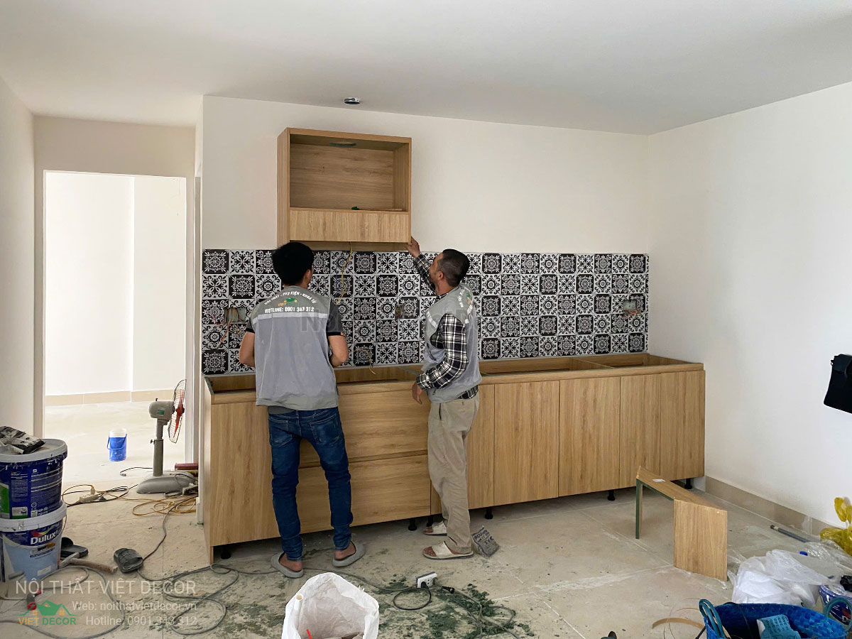 Nội Thất Việt Decor thiết kế thi công trang trí xây dựng hoàn thiện, tủ bếp căn hộ 2 phòng ngủ thuộc dự án chung cư Lavida Plus quận 7 tp HCM