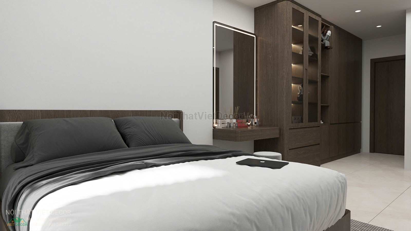 Nội Thất Việt Decor thiết kế nội thất phòng ngủ master căn hộ 2 phòng ngủ thuộc dự án chung cư Lavida Plus quận 7 tp HCM