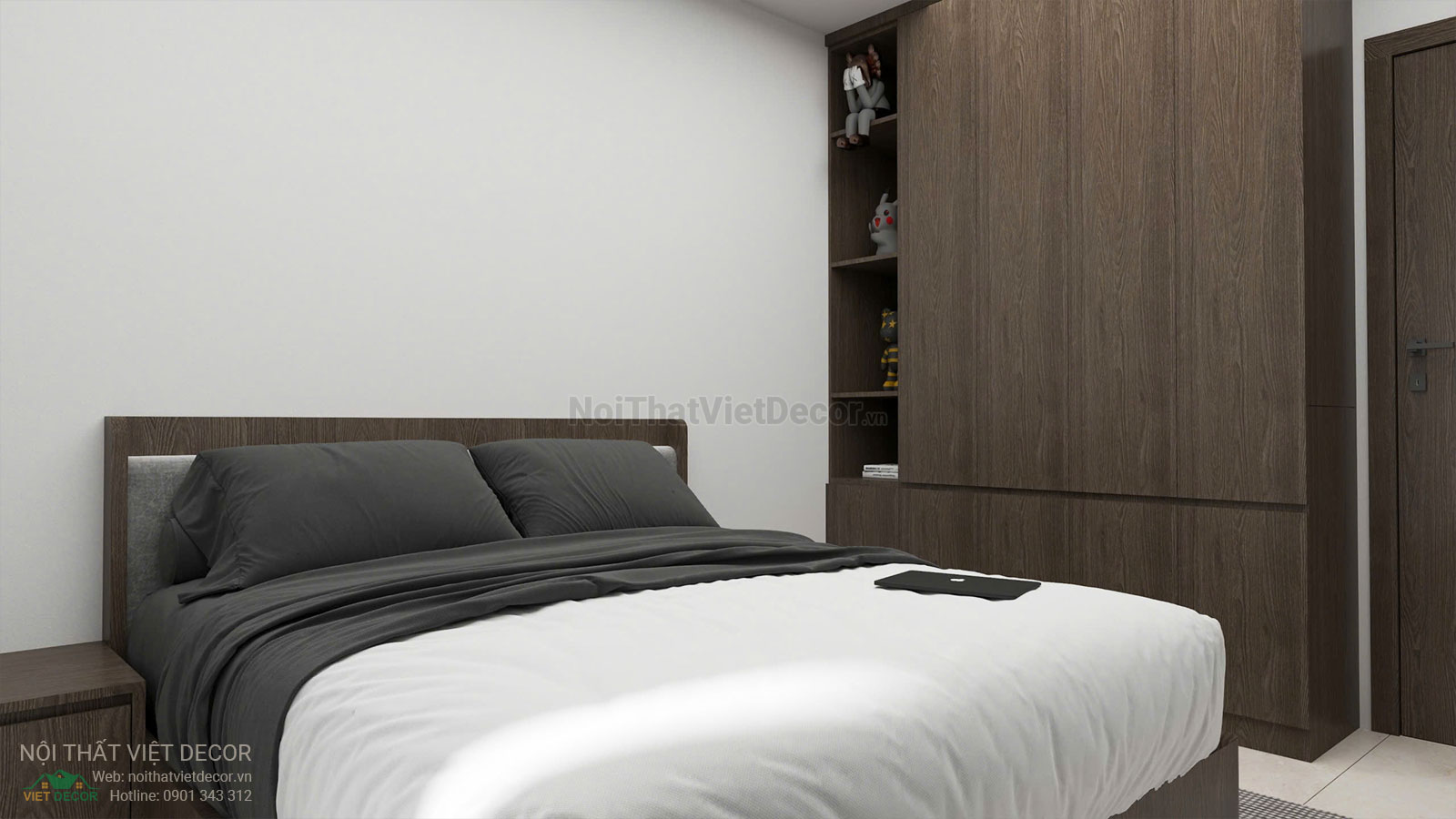 Nội Thất Việt Decor thiết kế nội thất phòng ngủ nhỏ căn hộ 2 phòng ngủ thuộc dự án chung cư Lavida Plus quận 7 tp HCM