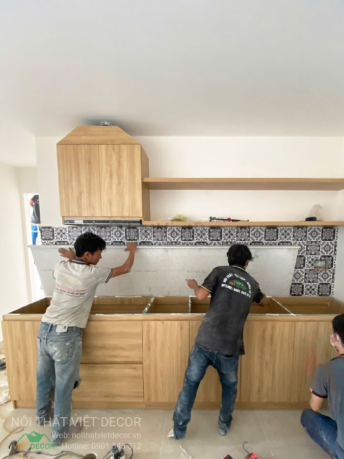 Nội Thất Việt Decor thiết kế thi công trang trí xây dựng hoàn thiện, tủ bếp căn hộ 2 phòng ngủ thuộc dự án chung cư Lavida Plus quận 7 tp HCM