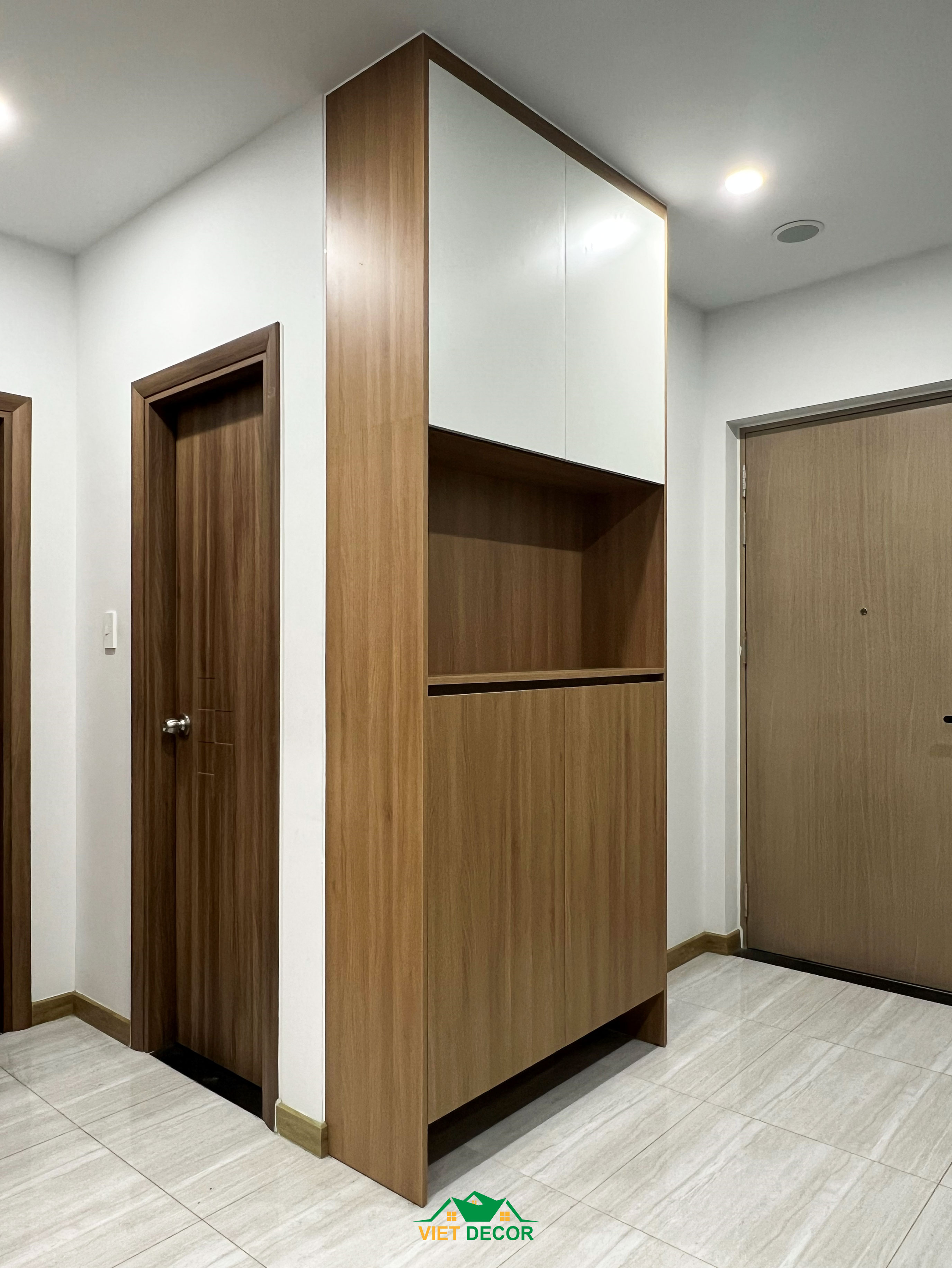 Nội Thất Việt Decor thiết kế, thi công nội thất căn hộ 2 phòng ngủ Bcons Green Topaz TP HCM, tủ giày