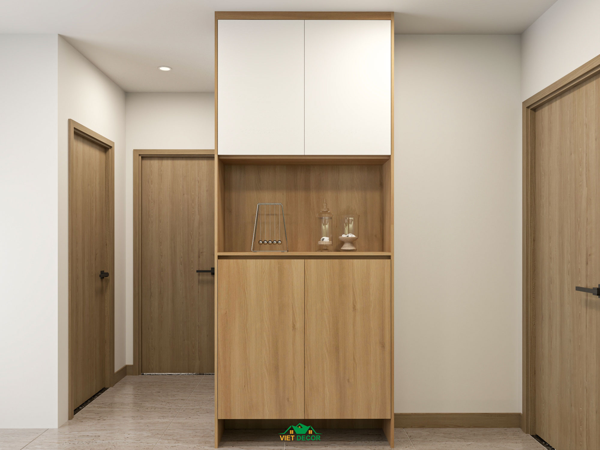 Nội Thất Việt Decor thiết kế, thi công nội thất căn hộ 2 phòng ngủ Bcons Green Topaz TP HCM, tủ giày