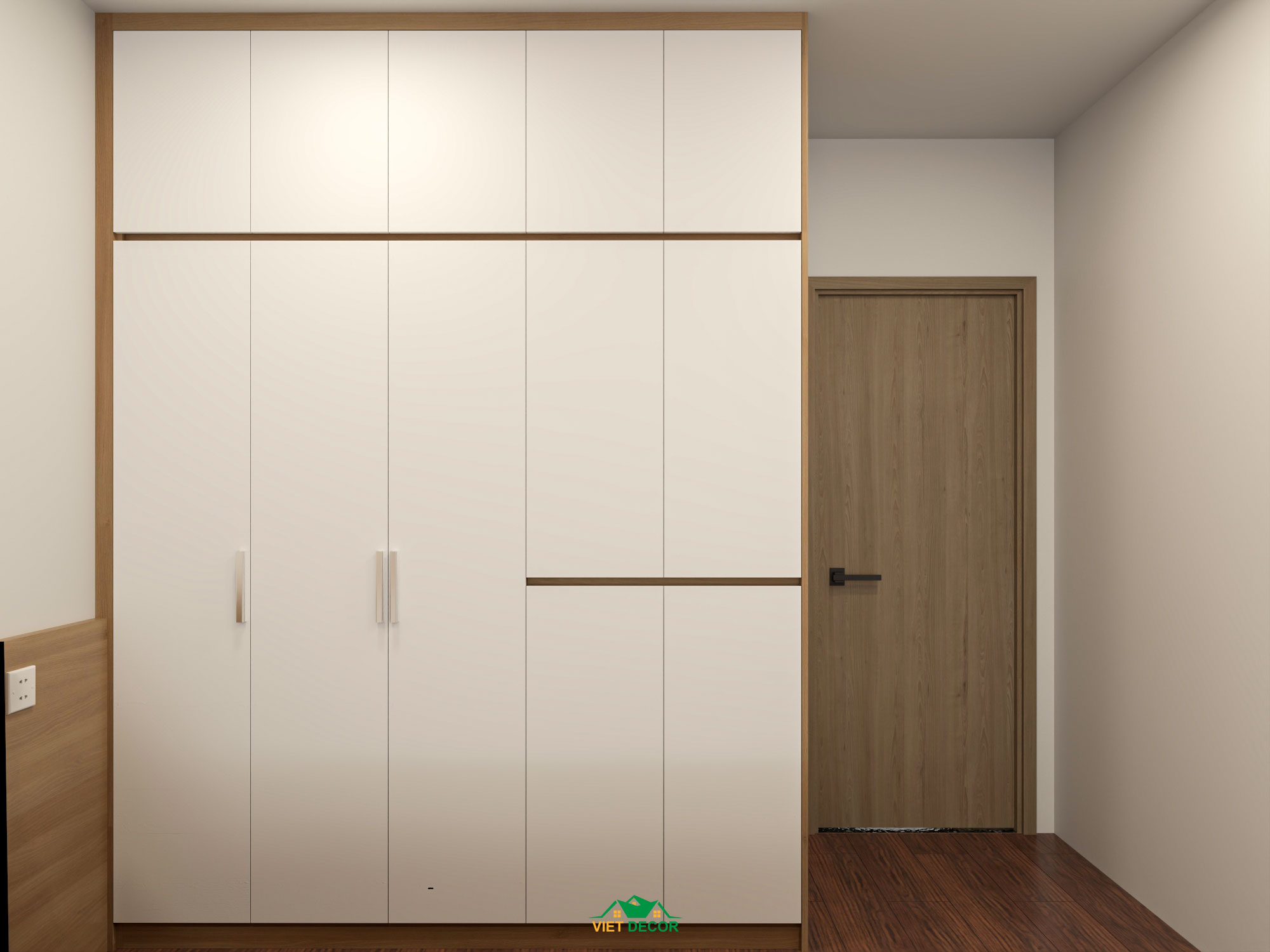 Nội Thất Việt Decor thiết kế, thi công nội thất căn hộ 2 phòng ngủ Bcons Green Topaz TP HCM, tủ quần áo phòng ngủ lớn