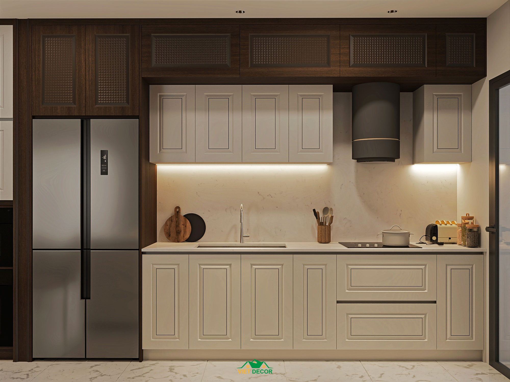 Nội Thất Việt Decor thiết kế thi công nội thất căn hộ 2 phòng ngủ dự án Essensia Sky TP HCM, tủ bếp
