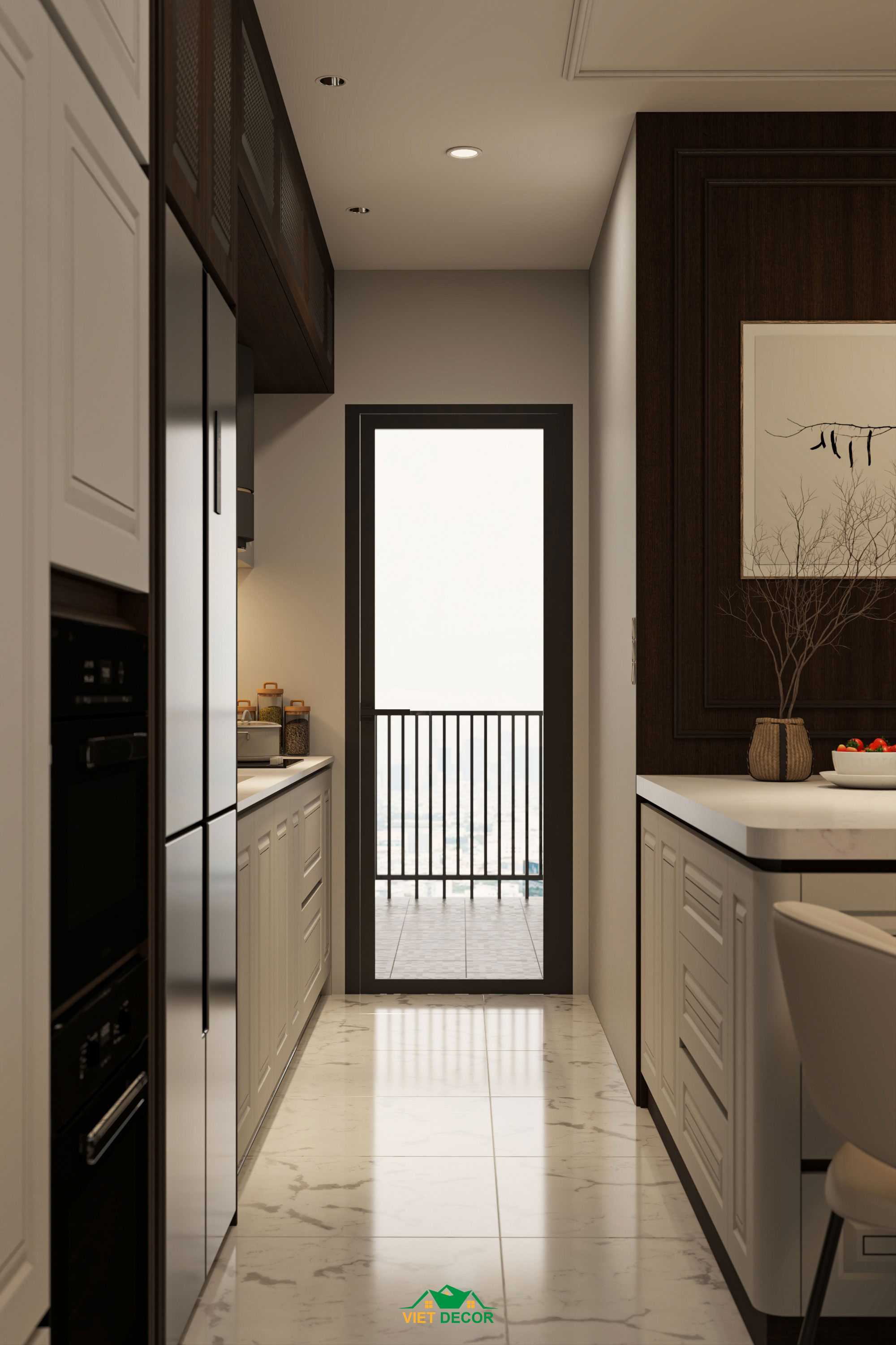 Nội Thất Việt Decor thiết kế thi công nội thất căn hộ 2 phòng ngủ dự án Essensia Sky TP HCM, tủ bếp