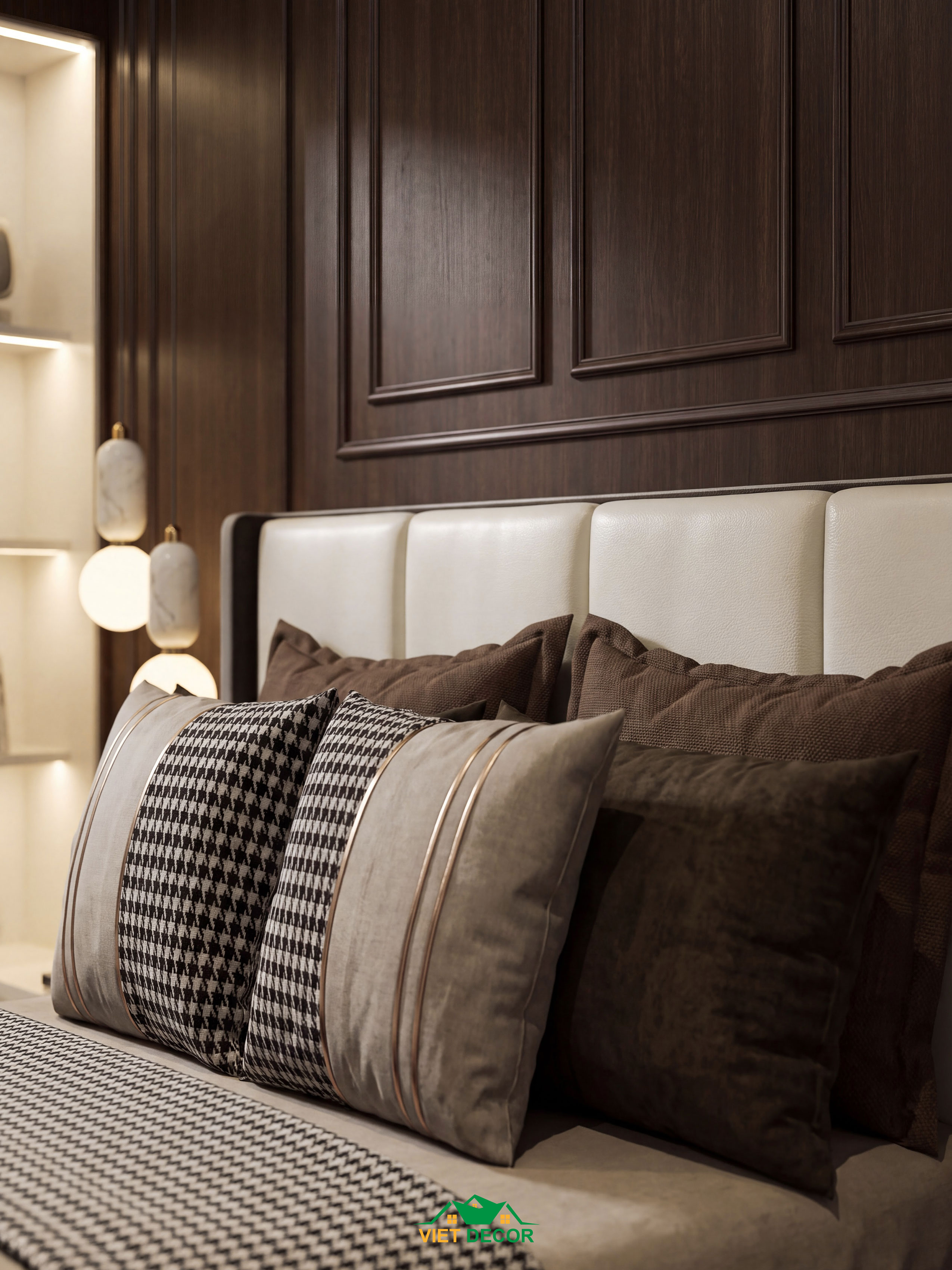 Nội Thất Việt Decor thiết kế thi công nội thất căn hộ 2 phòng ngủ dự án Essensia Sky TP HCM, giường phòng ngủ