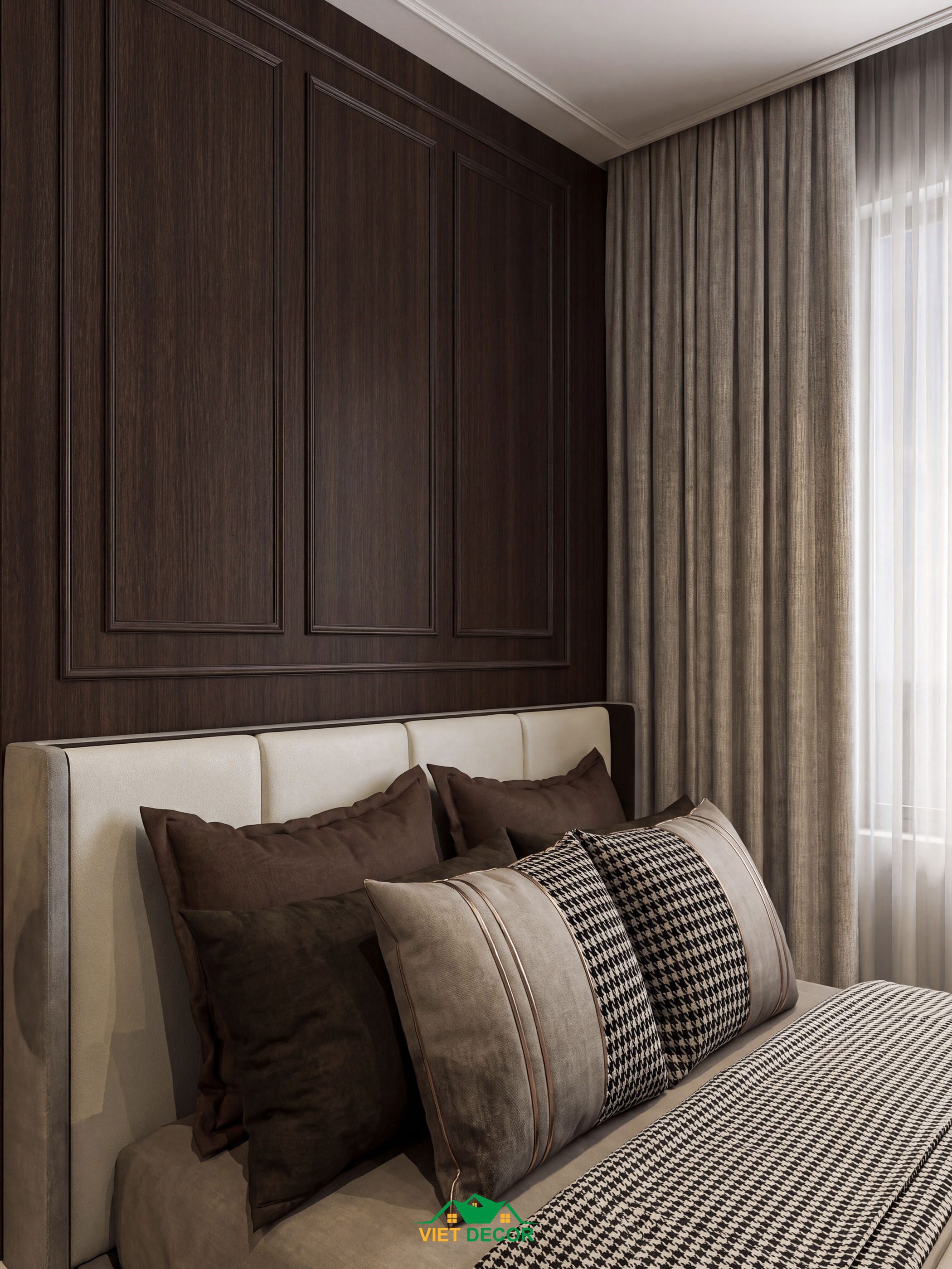 Nội Thất Việt Decor thiết kế thi công nội thất căn hộ 2 phòng ngủ dự án Essensia Sky TP HCM, giường phòng ngủ