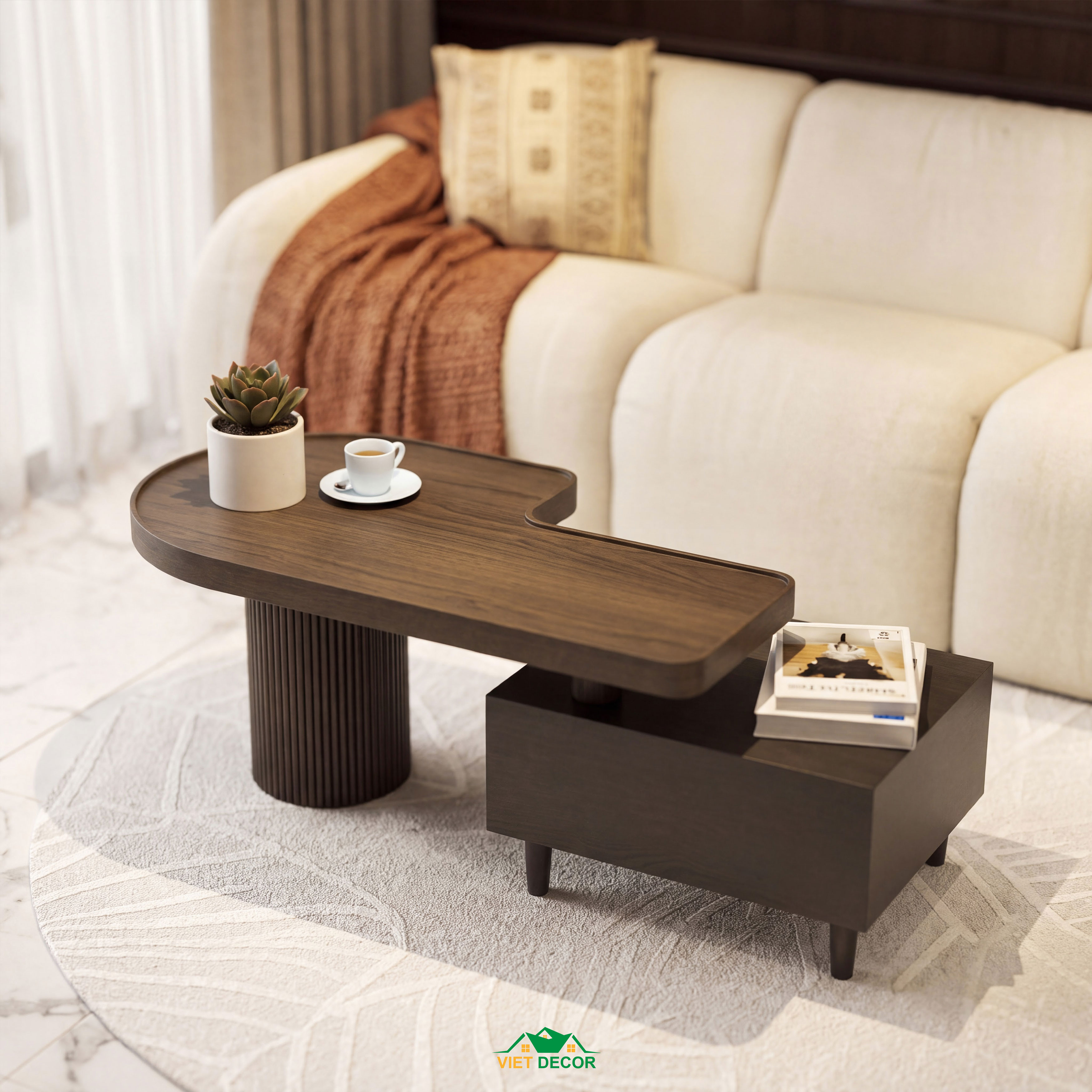 Nội Thất Việt Decor thiết kế thi công nội thất căn hộ 2 phòng ngủ dự án Essensia Sky TP HCM, bàn trà phòng khách