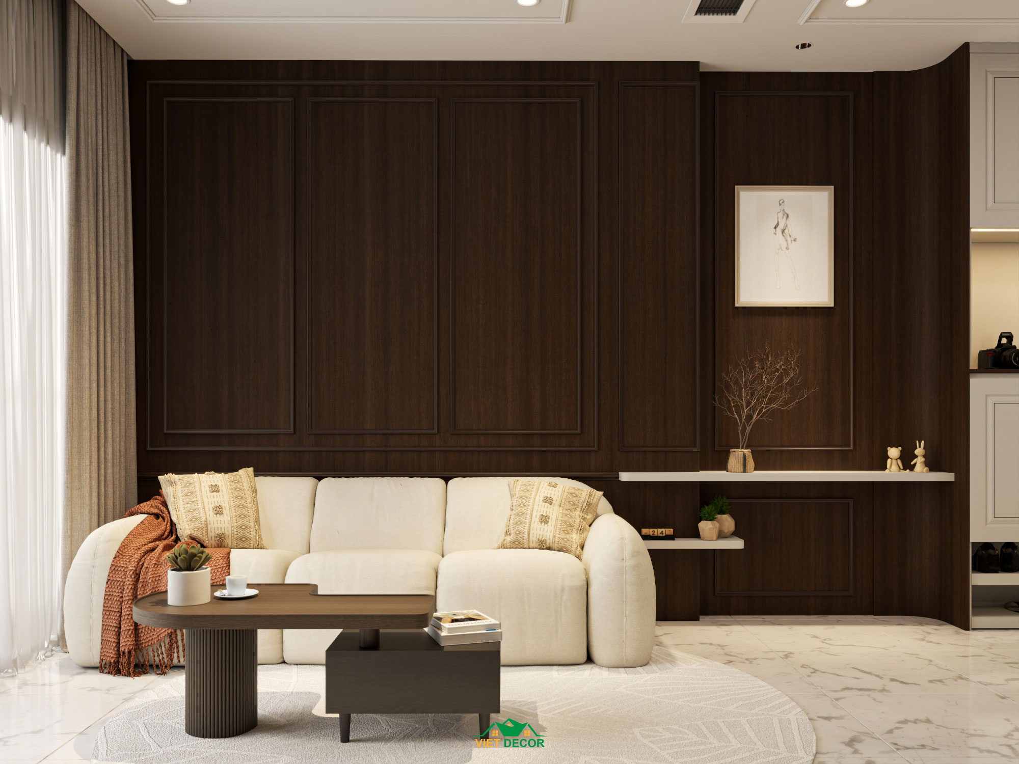 Nội Thất Việt Decor thiết kế thi công nội thất căn hộ 2 phòng ngủ dự án Essensia Sky TP HCM, phòng khách