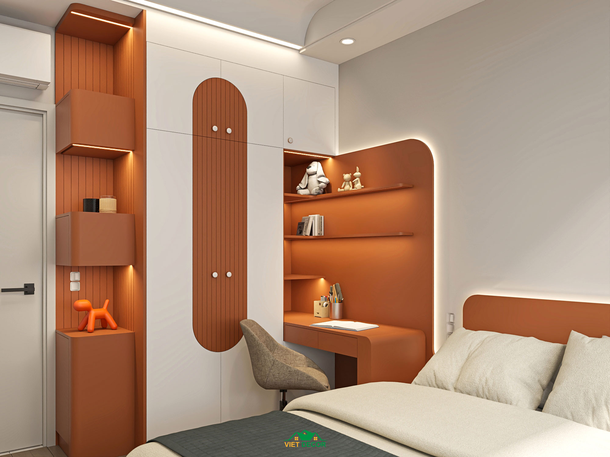Nội Thất Việt Decor thiết kế thi công nội thất căn hộ 2 phòng ngủ dự án Essensia Sky TP HCM, phòng ngủ bé