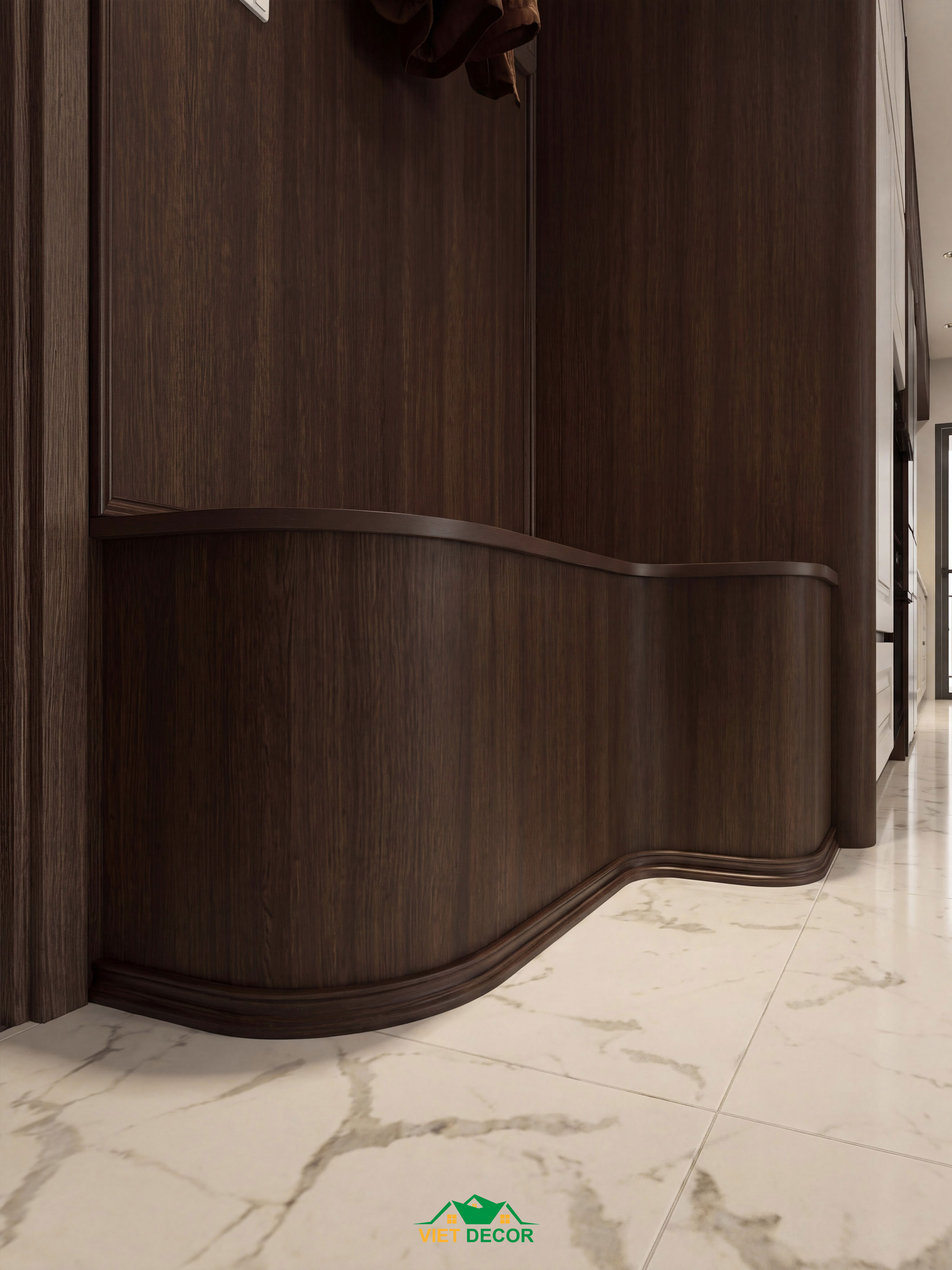 Nội Thất Việt Decor thiết kế thi công nội thất căn hộ 2 phòng ngủ dự án Essensia Sky TP HCM, kệ ngồi