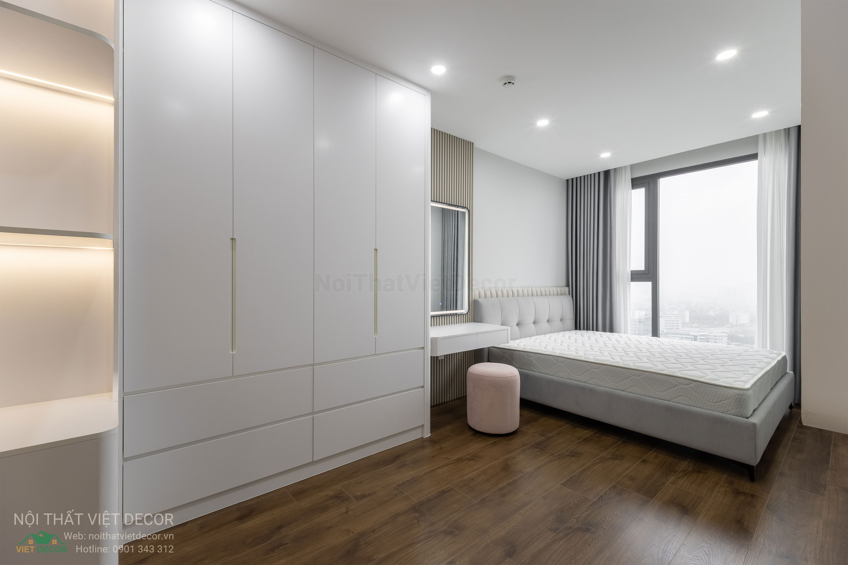 Nội Thất Việt Decor thiết kế thi công trang trí xây dựng hoàn thiện, nội thất căn hộ 2 phòng ngủ dự án chung cư Lavida Plus quận 7 tp HCM, phòng ngủ