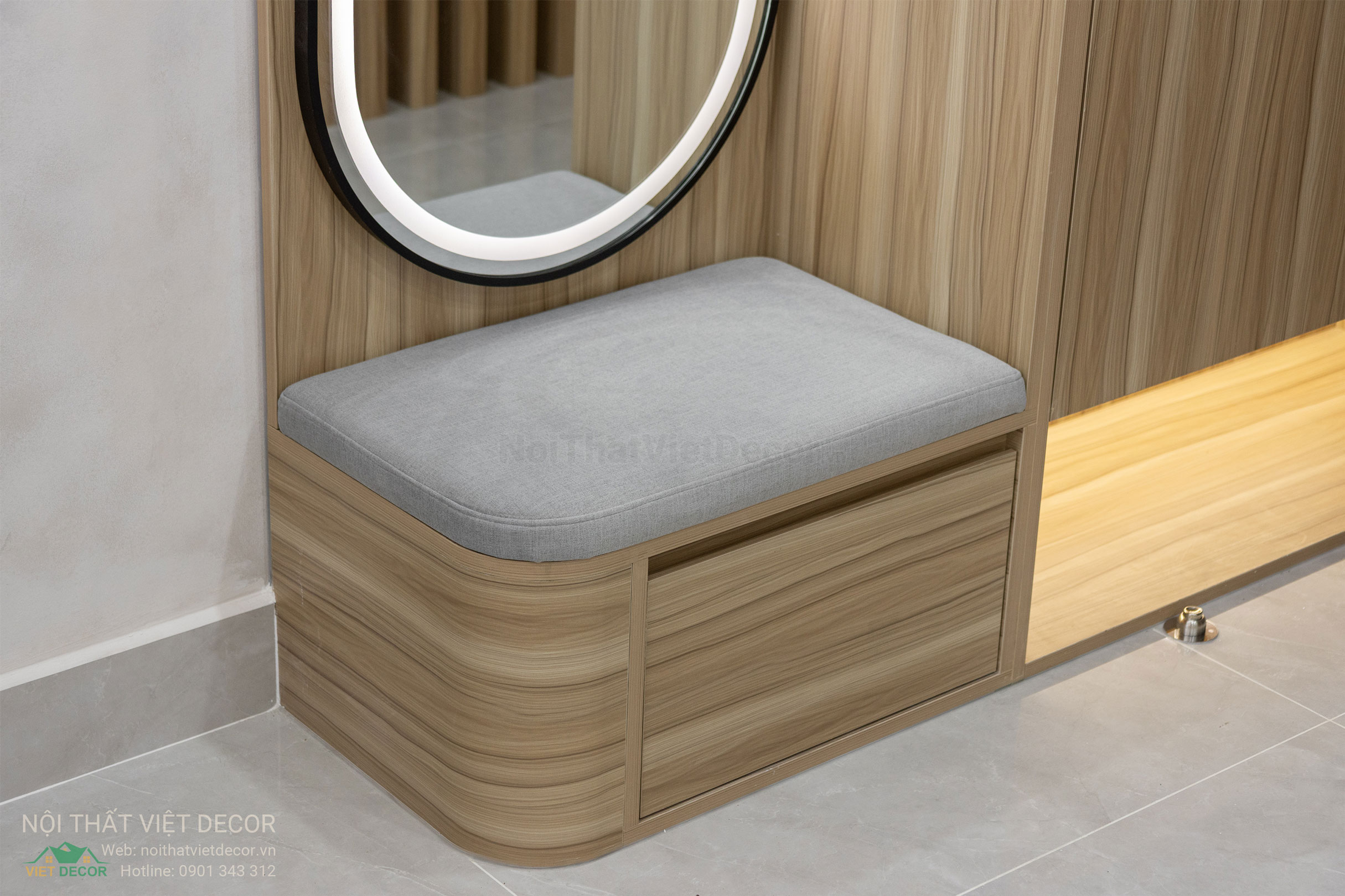 Nội Thất Việt Decor thiết kế thi công trang trí xây dựng hoàn thiện, nội thất căn hộ 2 phòng ngủ dự án chung cư Lavida Plus quận 7 tp HCM, phòng khách