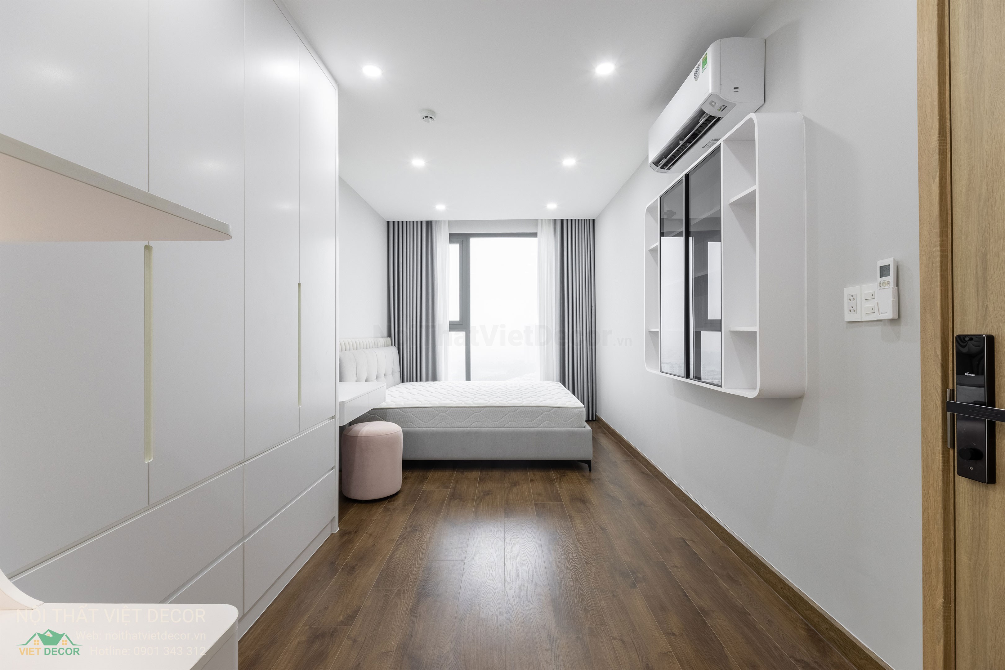 Nội Thất Việt Decor thiết kế thi công trang trí xây dựng hoàn thiện, nội thất căn hộ 2 phòng ngủ dự án chung cư Lavida Plus quận 7 tp HCM, phòng ngủ