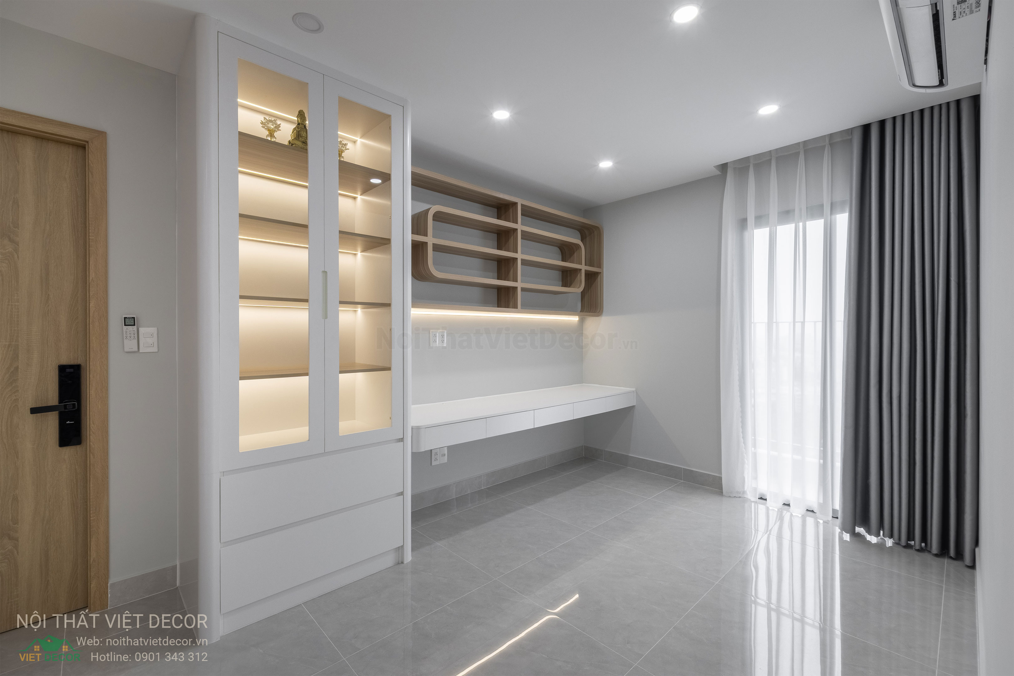 Nội Thất Việt Decor thiết kế thi công trang trí xây dựng hoàn thiện, nội thất căn hộ 2 phòng ngủ dự án chung cư Lavida Plus quận 7 tp HCM, phòng học làm việc