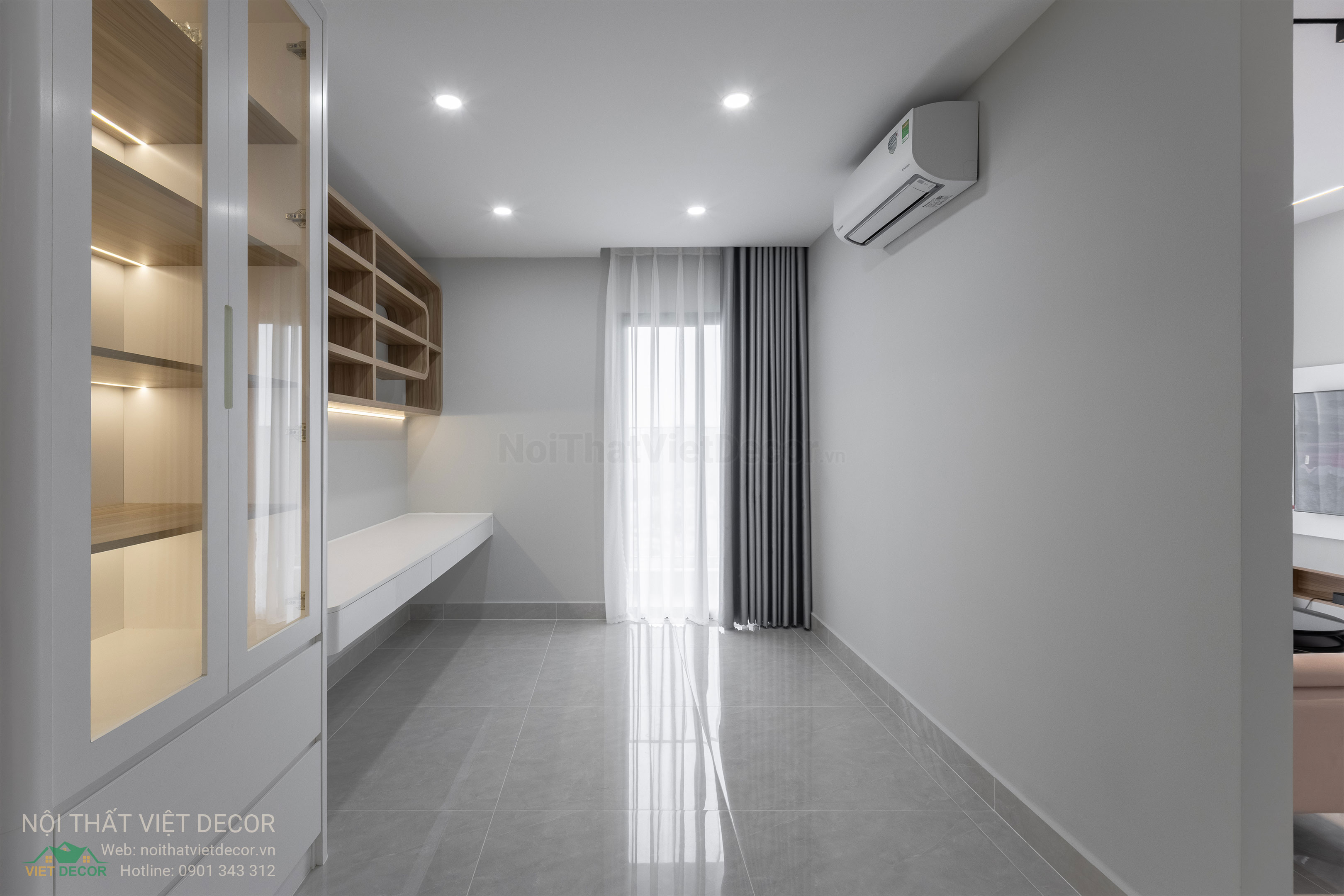 Nội Thất Việt Decor thiết kế thi công trang trí xây dựng hoàn thiện, nội thất căn hộ 2 phòng ngủ dự án chung cư Lavida Plus quận 7 tp HCM, phòng học làm việc