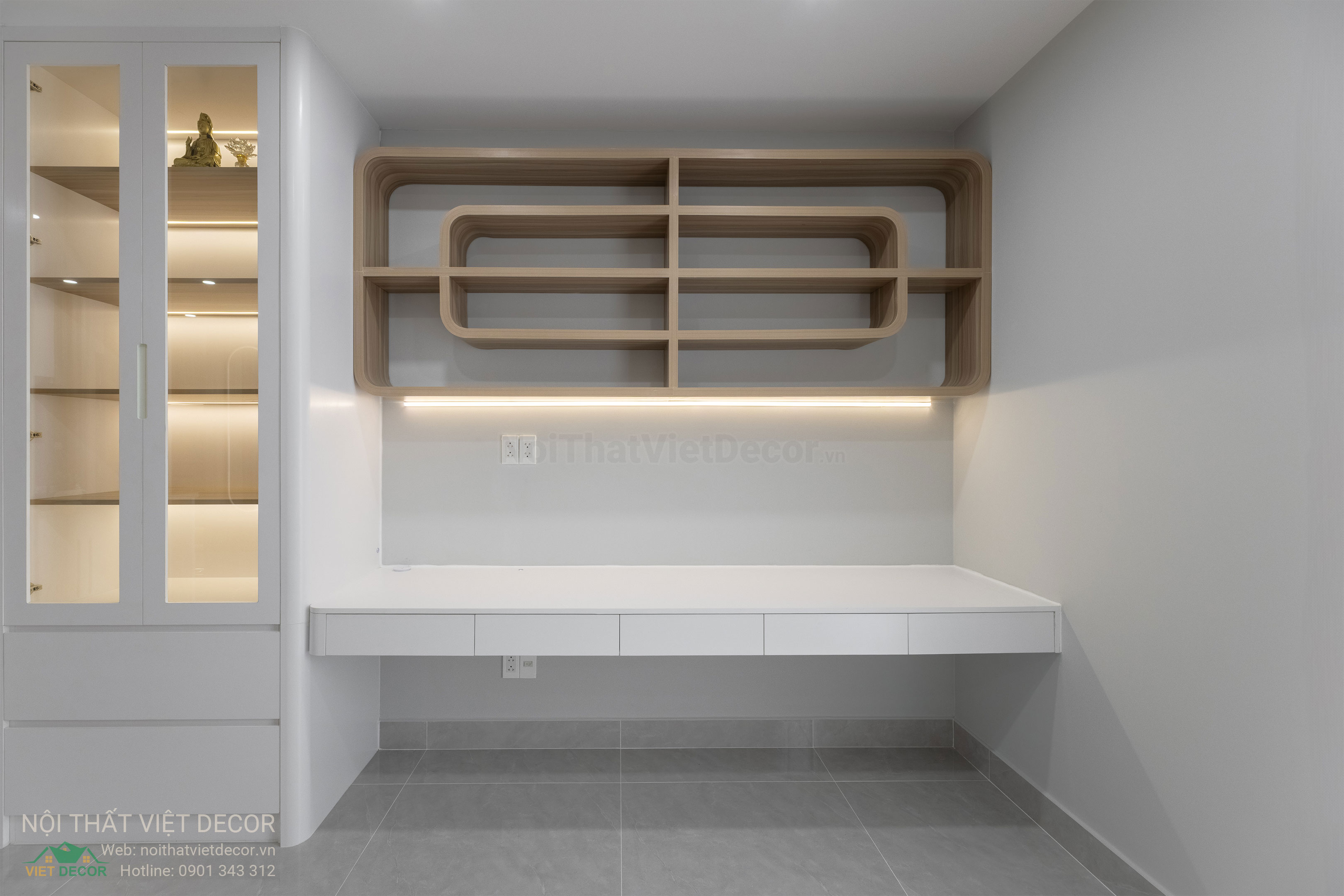 Nội Thất Việt Decor thiết kế thi công trang trí xây dựng hoàn thiện, nội thất căn hộ 2 phòng ngủ dự án chung cư Lavida Plus quận 7 tp HCM, phòng học làm việc