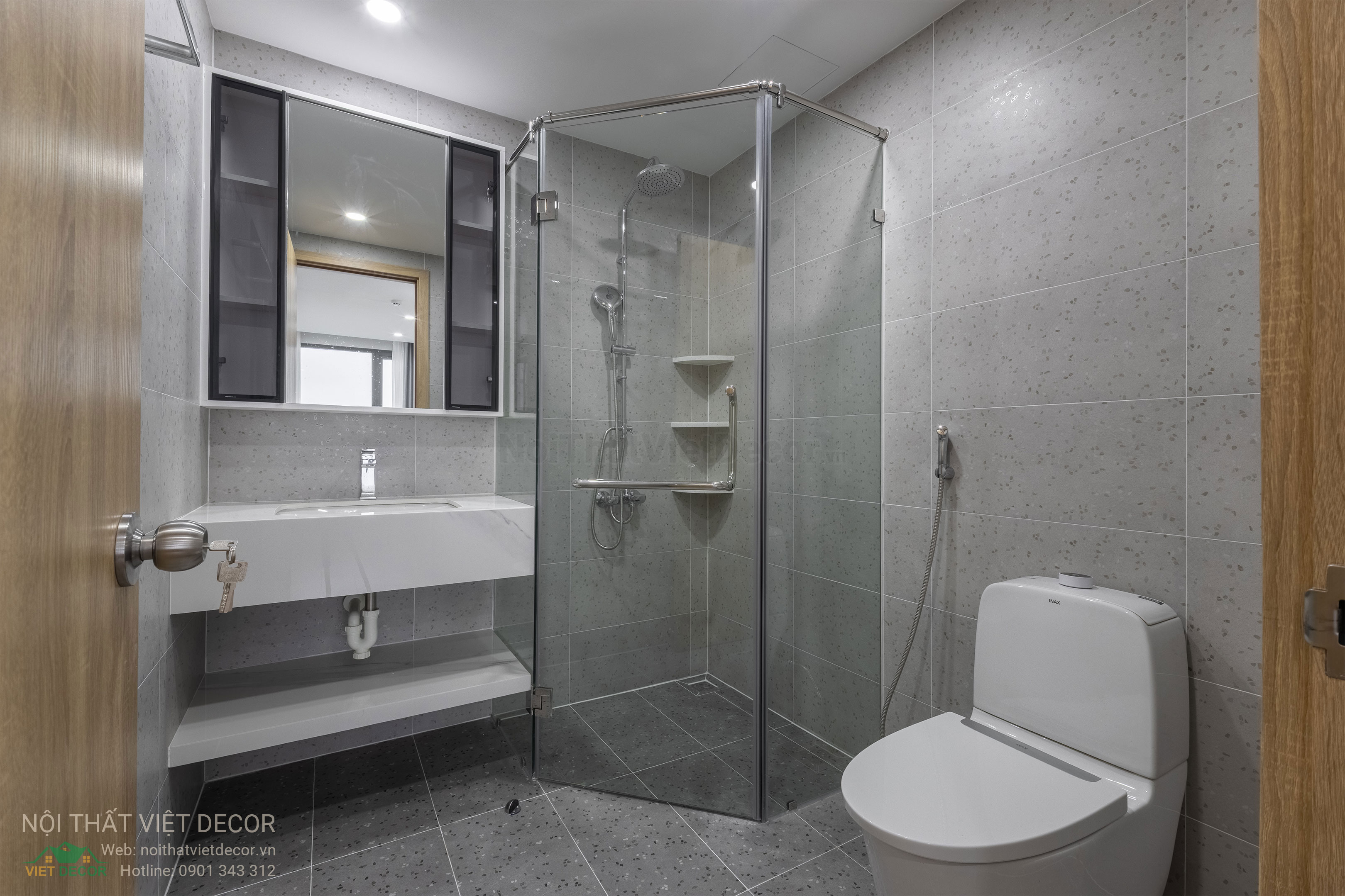 Nội Thất Việt Decor thiết kế thi công trang trí xây dựng hoàn thiện, nội thất căn hộ 2 phòng ngủ dự án chung cư Lavida Plus quận 7 tp HCM, wc