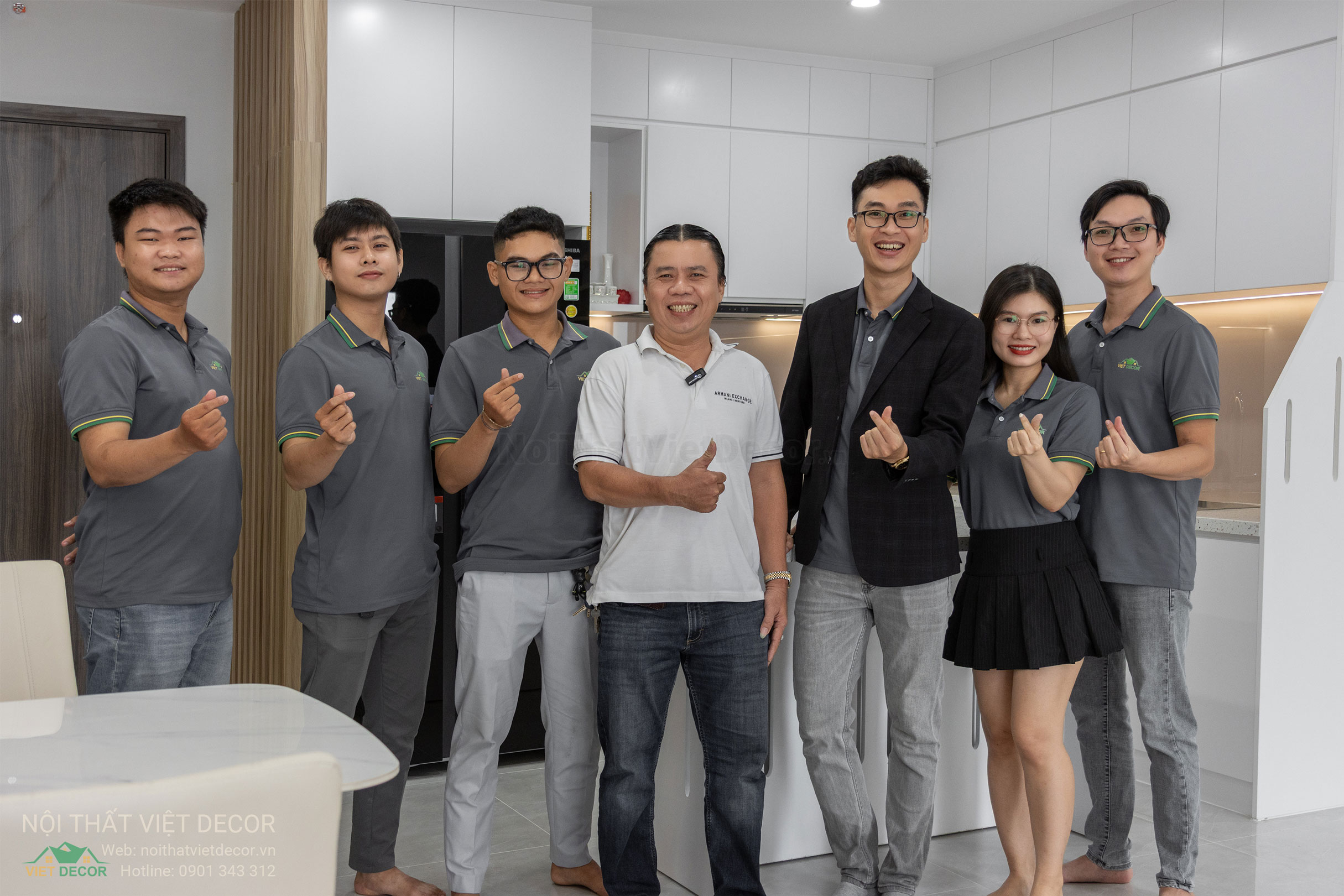 Nội Thất Việt Decor thiết kế thi công trang trí xây dựng hoàn thiện, nội thất căn hộ 2 phòng ngủ dự án chung cư Lavida Plus quận 7 tp HCM, phòng khách bếp