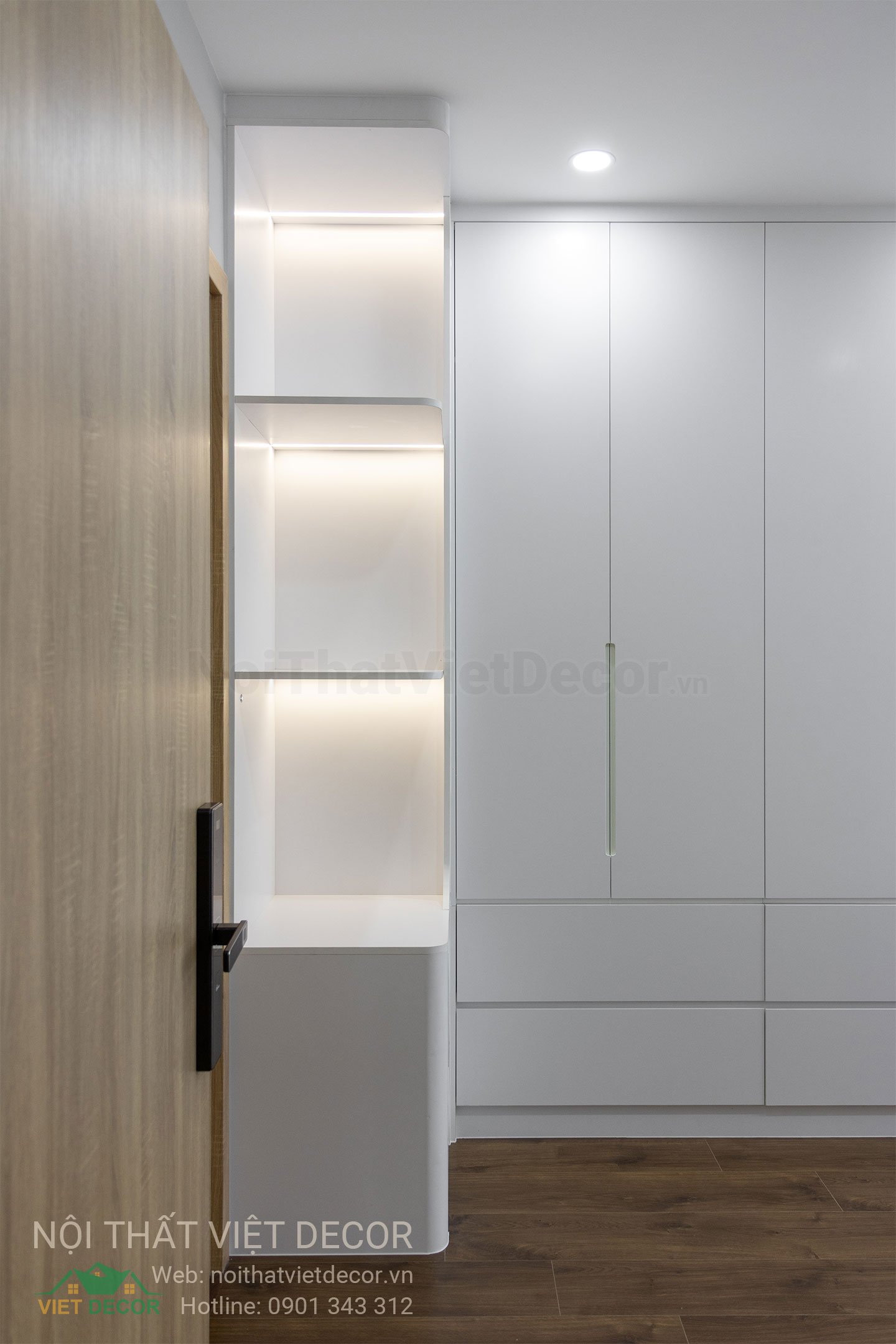 Nội Thất Việt Decor thiết kế thi công trang trí xây dựng hoàn thiện, nội thất căn hộ 2 phòng ngủ dự án chung cư Lavida Plus quận 7 tp HCM, phòng ngủ