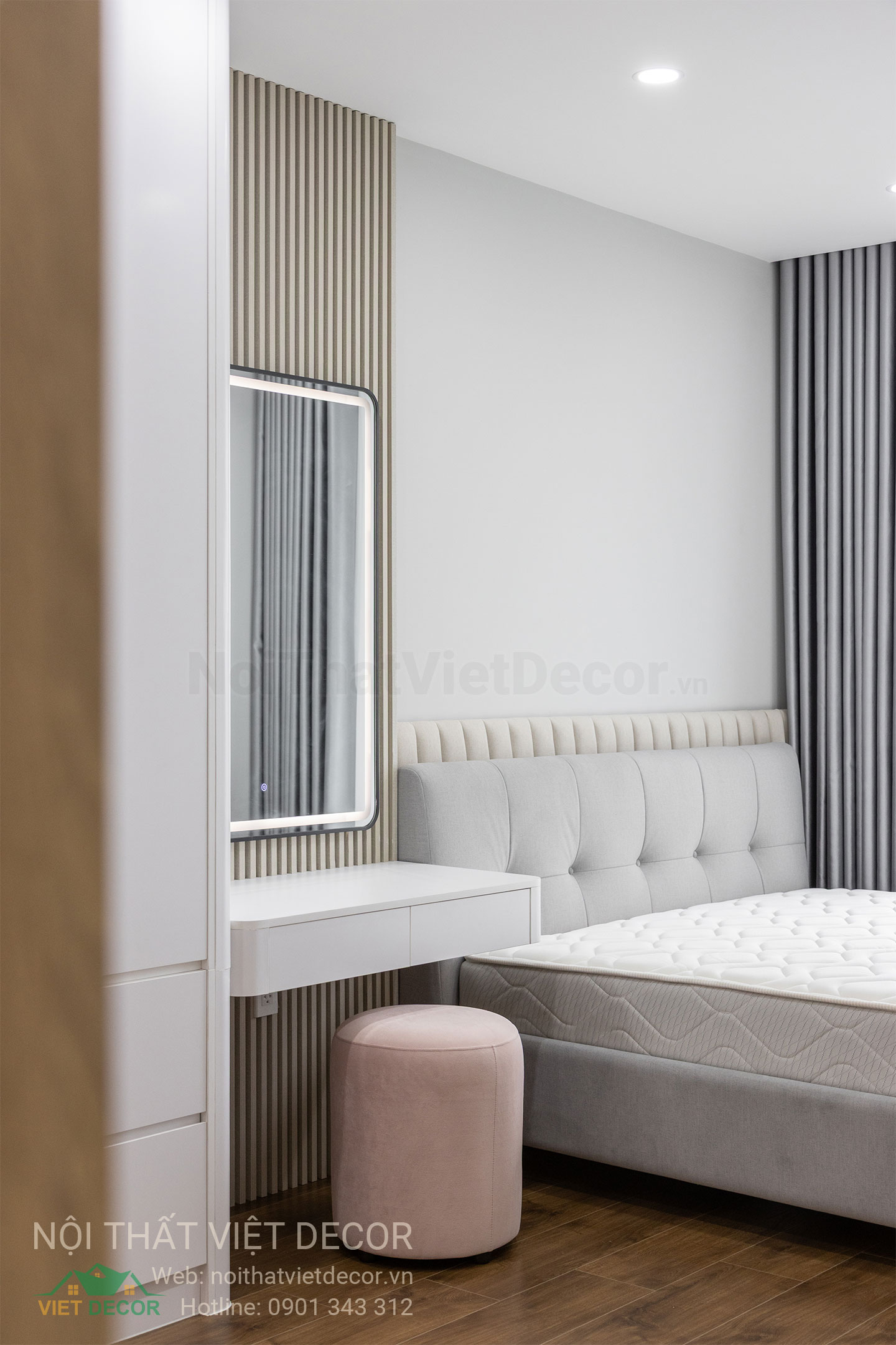 Nội Thất Việt Decor thiết kế thi công trang trí xây dựng hoàn thiện, nội thất căn hộ 2 phòng ngủ dự án chung cư Lavida Plus quận 7 tp HCM, phòng ngủ