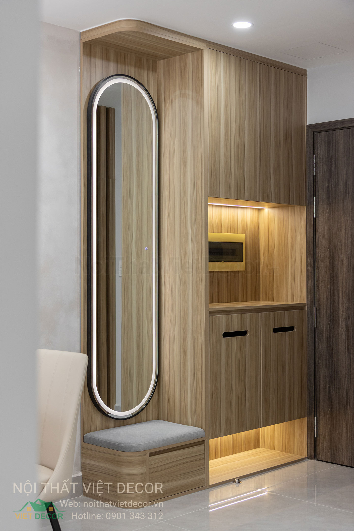 Nội Thất Việt Decor thiết kế thi công trang trí xây dựng hoàn thiện, nội thất căn hộ 2 phòng ngủ dự án chung cư Lavida Plus quận 7 tp HCM, tủ giày
