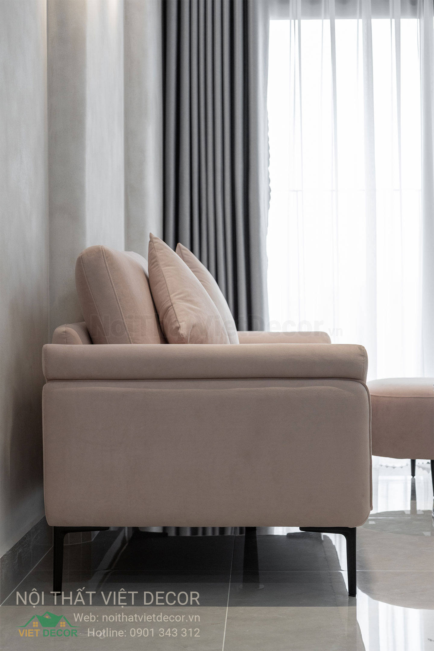 Nội Thất Việt Decor thiết kế thi công trang trí xây dựng hoàn thiện, nội thất căn hộ 2 phòng ngủ dự án chung cư Lavida Plus quận 7 tp HCM, phòng khách bếp