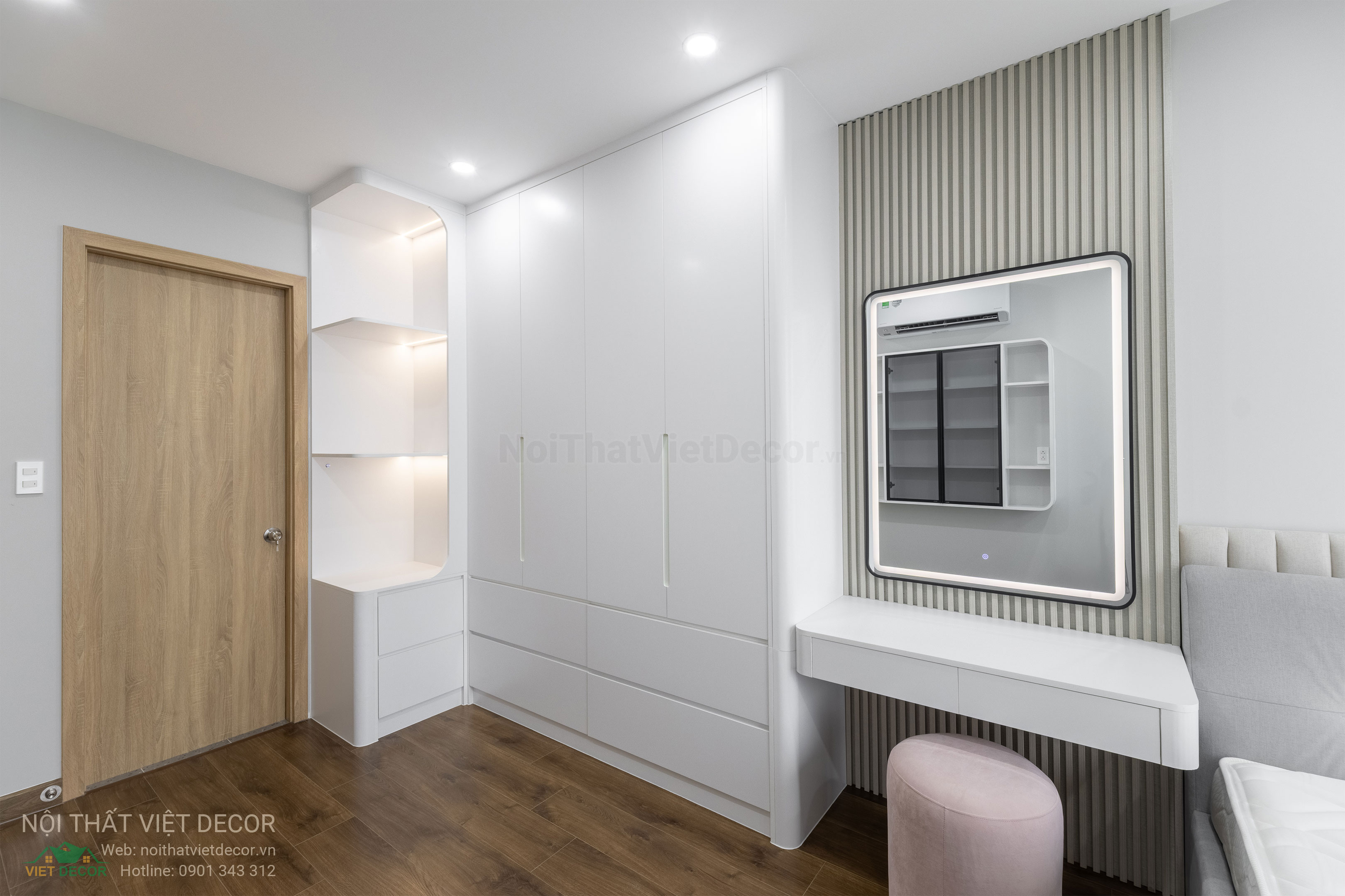 Nội Thất Việt Decor thiết kế thi công trang trí xây dựng hoàn thiện, nội thất căn hộ 2 phòng ngủ dự án chung cư Lavida Plus quận 7 tp HCM, phòng ngủ