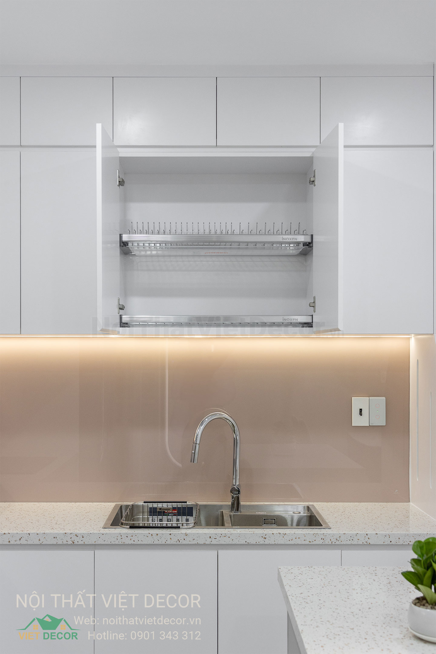 Nội Thất Việt Decor thiết kế thi công trang trí xây dựng hoàn thiện, nội thất căn hộ 2 phòng ngủ dự án chung cư Lavida Plus quận 7 tp HCM, phụ kiện tủ bếp