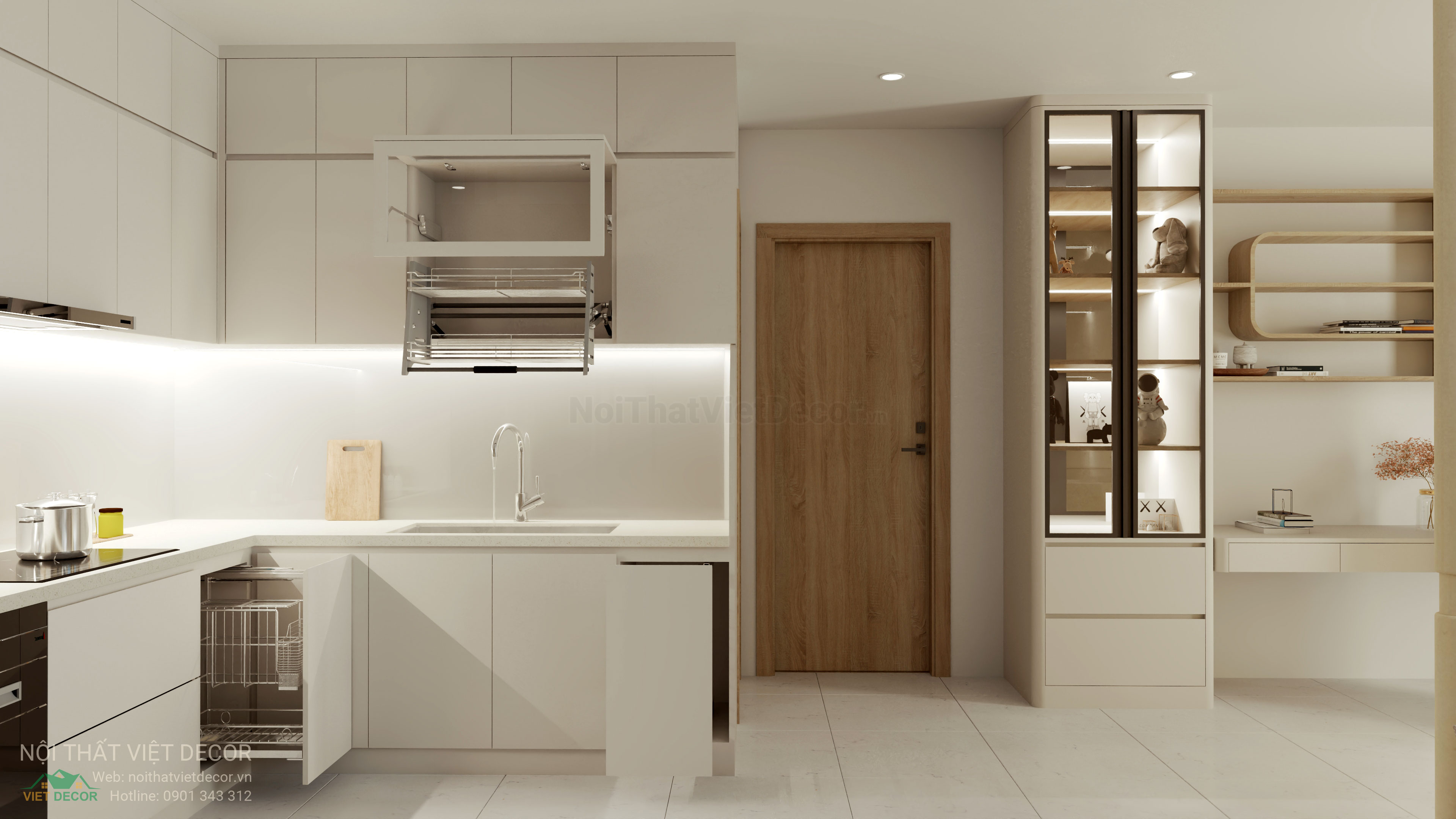 Nội Thất Việt Decor thiết kế thi công trang trí xây dựng hoàn thiện, nội thất căn hộ 2 phòng ngủ dự án chung cư Lavida Plus quận 7 tp HCM, phối cảnh 3D