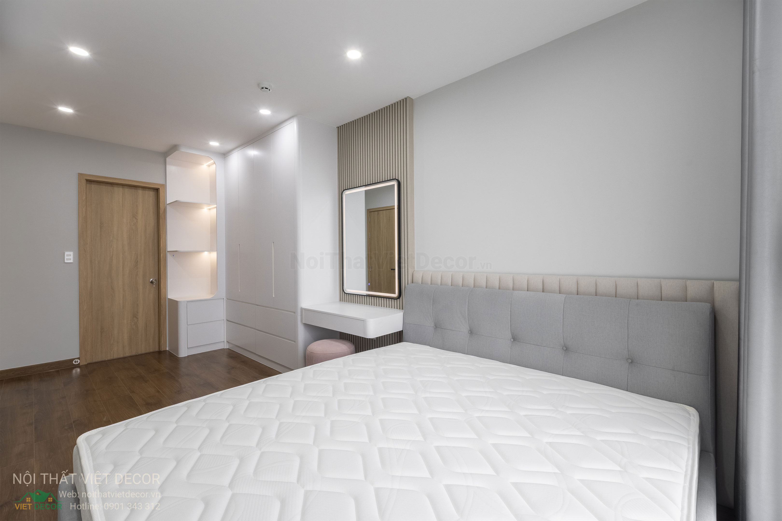 Nội Thất Việt Decor thiết kế thi công trang trí xây dựng hoàn thiện, nội thất căn hộ 2 phòng ngủ dự án chung cư Lavida Plus quận 7 tp HCM, phòng ngủ