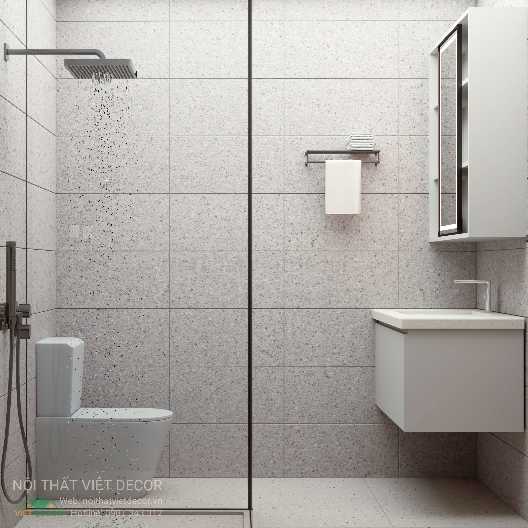 Nội Thất Việt Decor thiết kế thi công trang trí xây dựng hoàn thiện, nội thất căn hộ 2 phòng ngủ dự án chung cư Lavida Plus quận 7 tp HCM, phối cảnh 3D