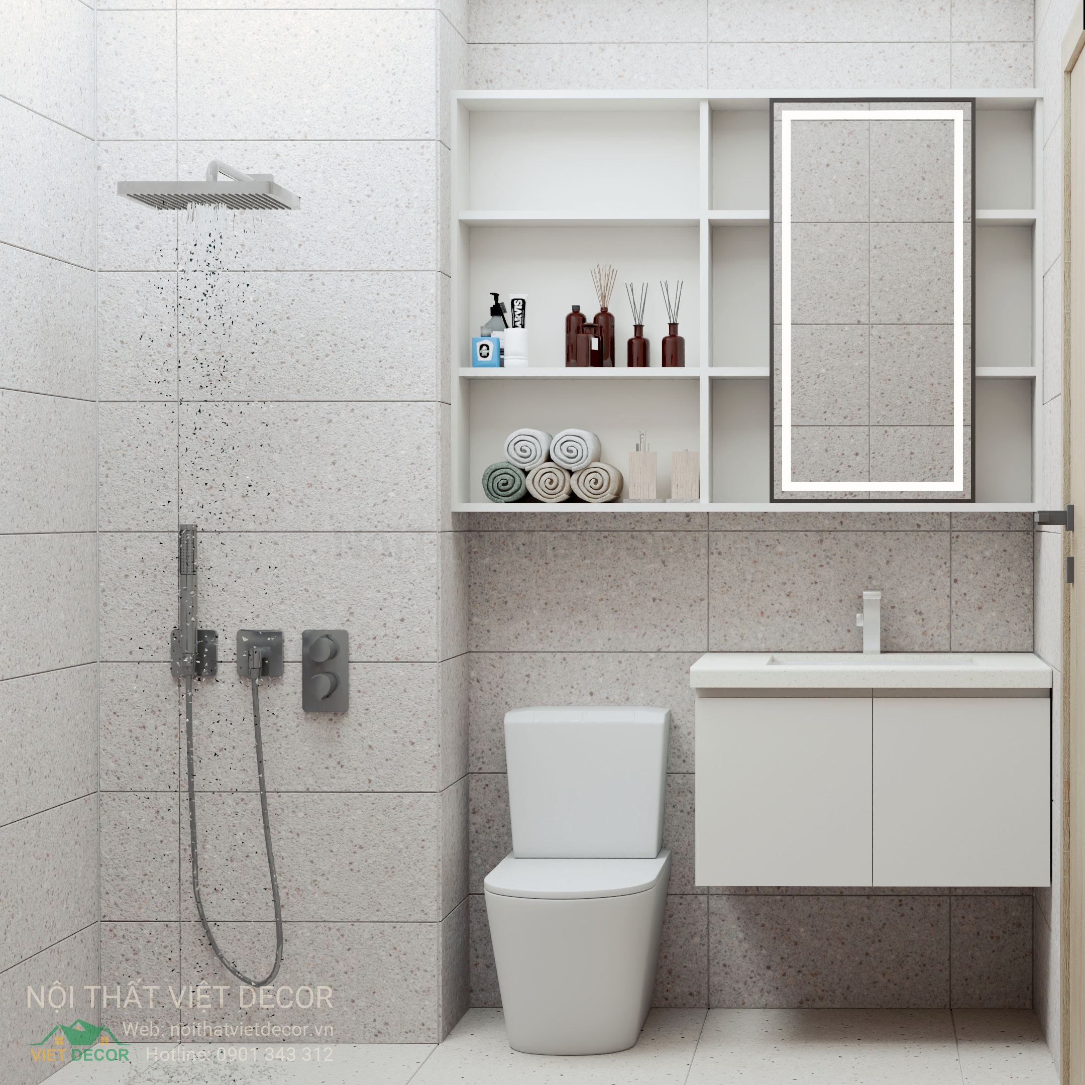 Nội Thất Việt Decor thiết kế thi công trang trí xây dựng hoàn thiện, nội thất căn hộ 2 phòng ngủ dự án chung cư Lavida Plus quận 7 tp HCM, phối cảnh 3D