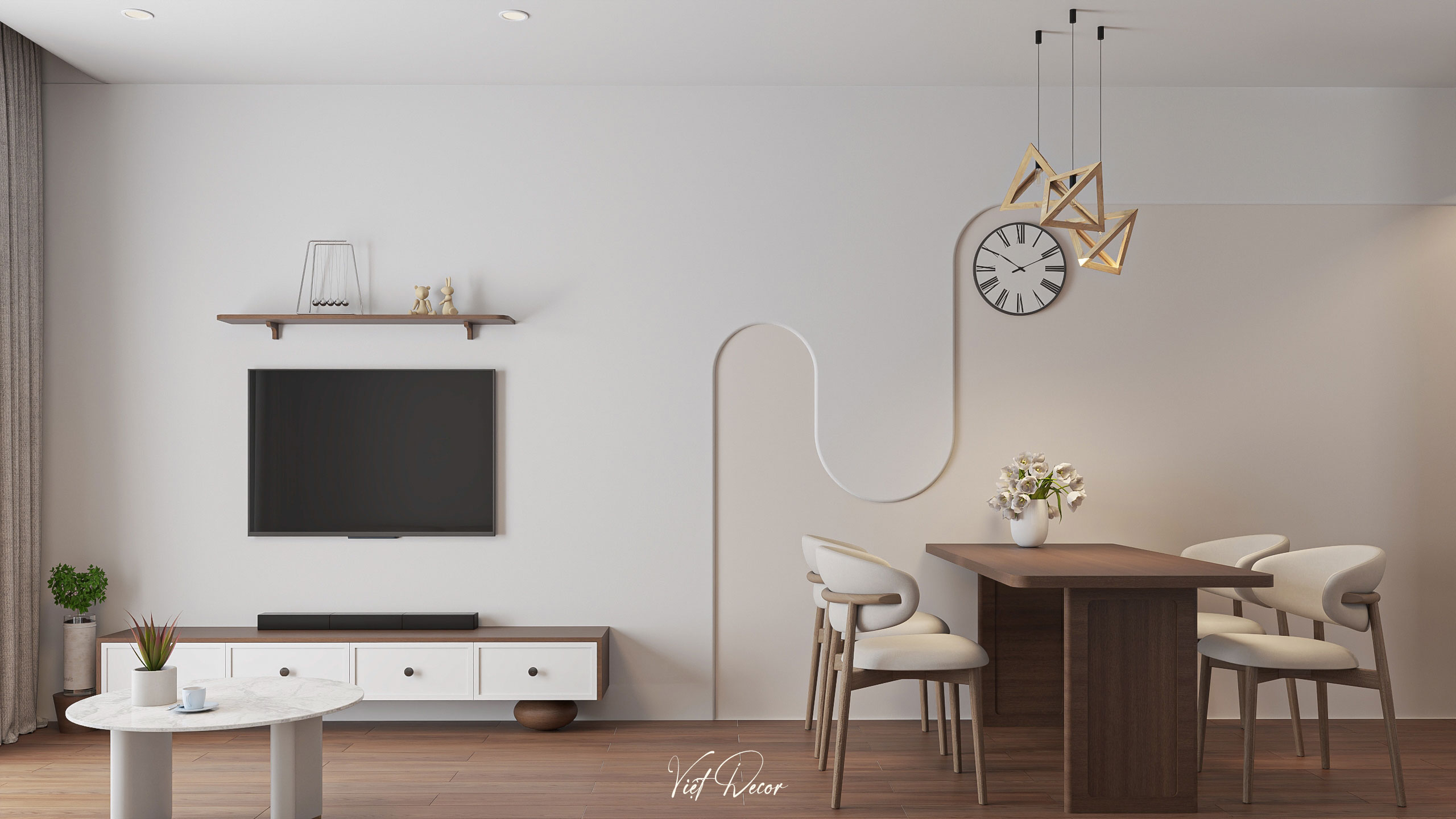 Nội Thất Việt Decor thiết kế thi công nội thất căn hộ 2 phòng ngủ chung cư Victoria Village Tp HCM, phòng khách