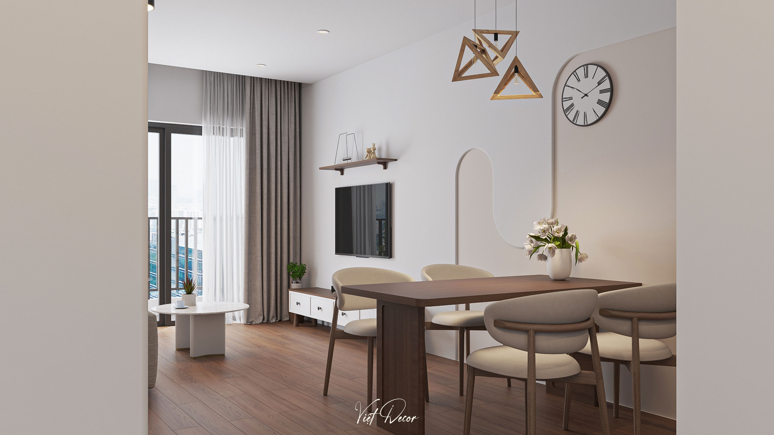 Nội Thất Việt Decor thiết kế thi công nội thất căn hộ 2 phòng ngủ chung cư Victoria Village Tp HCM, bàn ăn