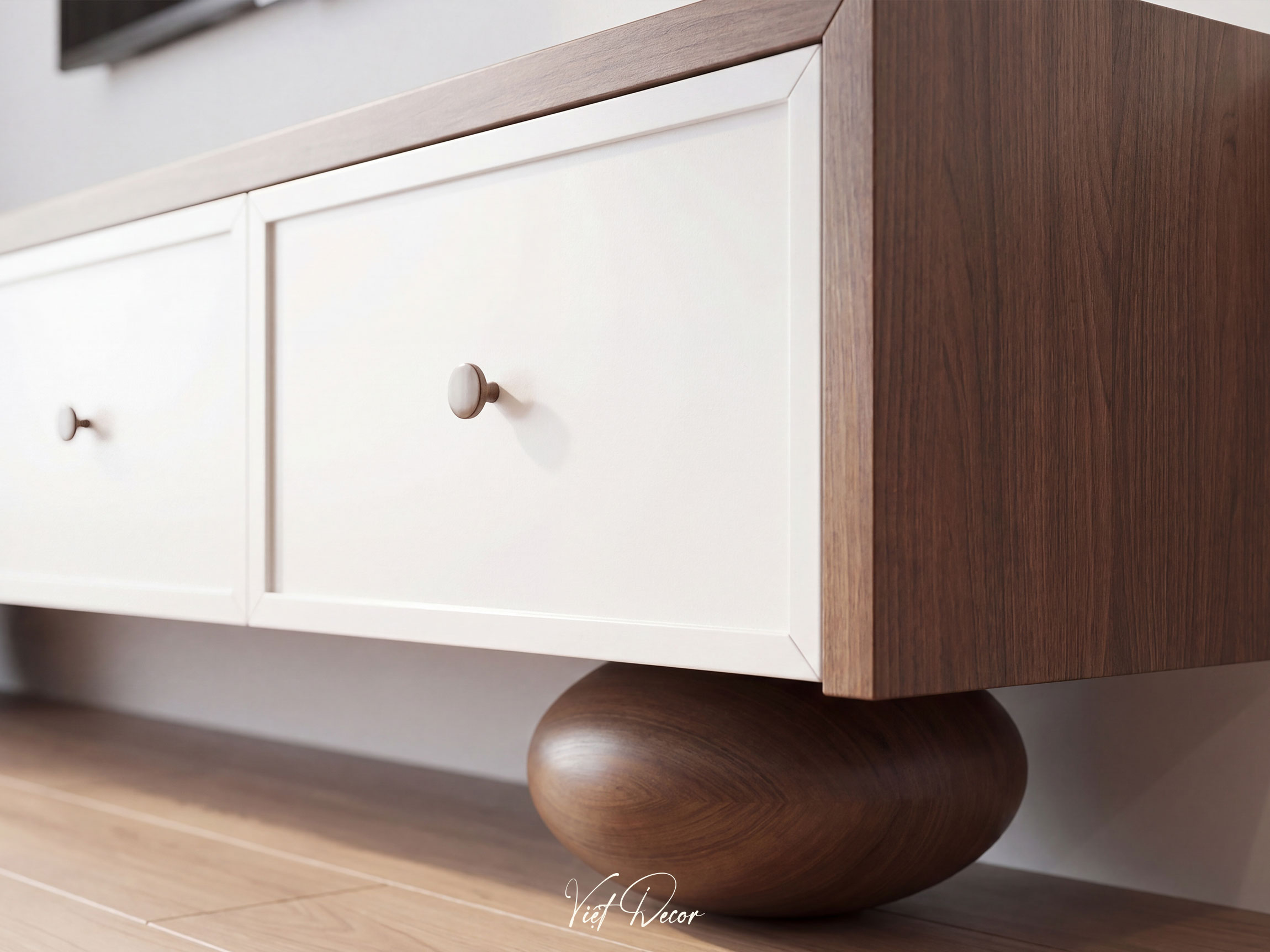 Nội Thất Việt Decor thiết kế thi công nội thất căn hộ 2 phòng ngủ chung cư Victoria Village Tp HCM, kệ ti vi