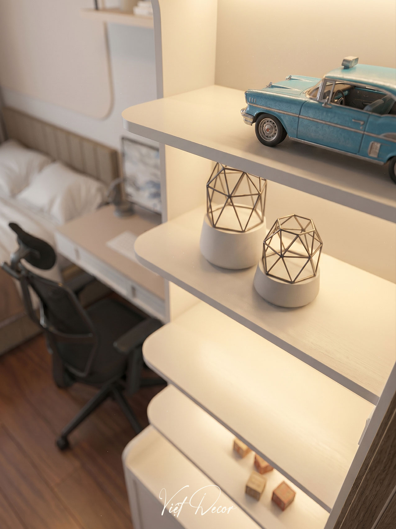 Nội Thất Việt Decor thiết kế thi công nội thất căn hộ 2 phòng ngủ chung cư Victoria Village Tp HCM, tủ quần áo