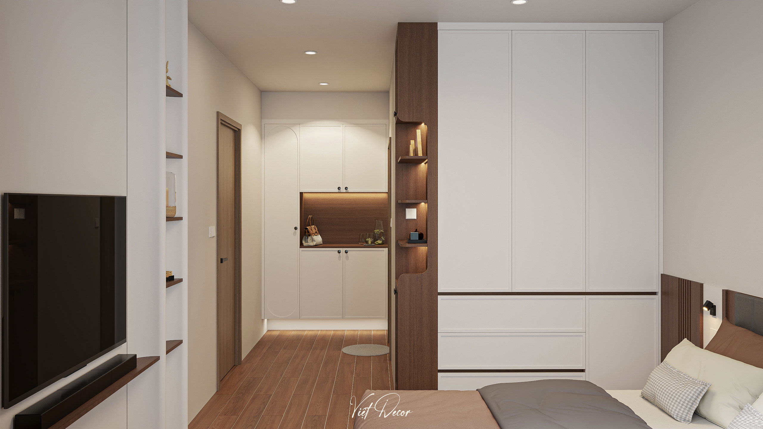 Nội Thất Việt Decor thiết kế thi công nội thất căn hộ 2 phòng ngủ chung cư Victoria Village Tp HCM, phòng ngủ lớn master