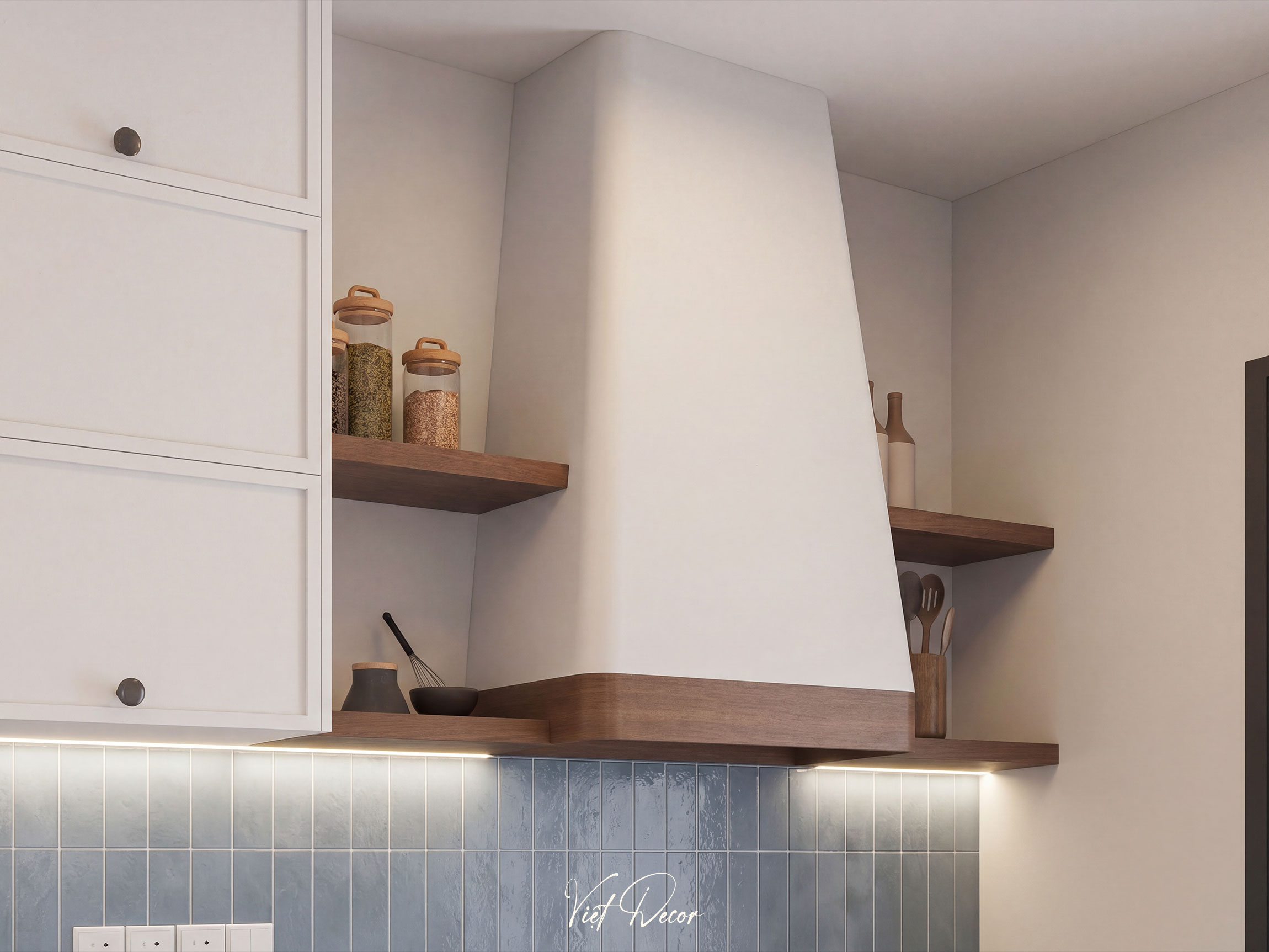 Nội Thất Việt Decor thiết kế thi công nội thất căn hộ 2 phòng ngủ chung cư Victoria Village Tp HCM, tủ bếp