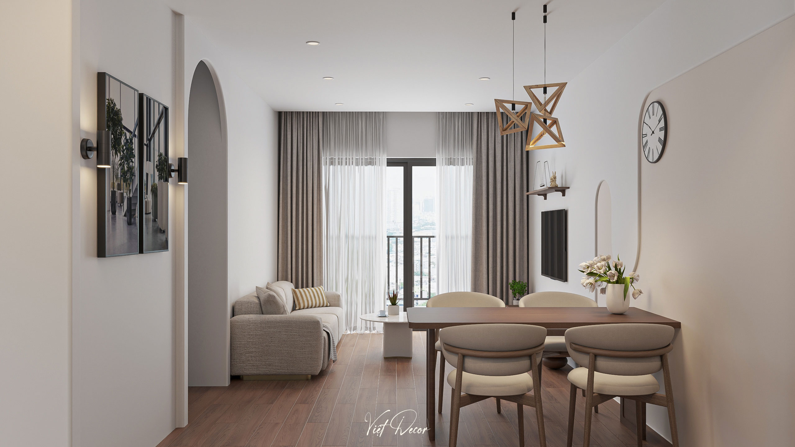 Nội Thất Việt Decor thiết kế thi công nội thất căn hộ 2 phòng ngủ chung cư Victoria Village Tp HCM, phòng khách