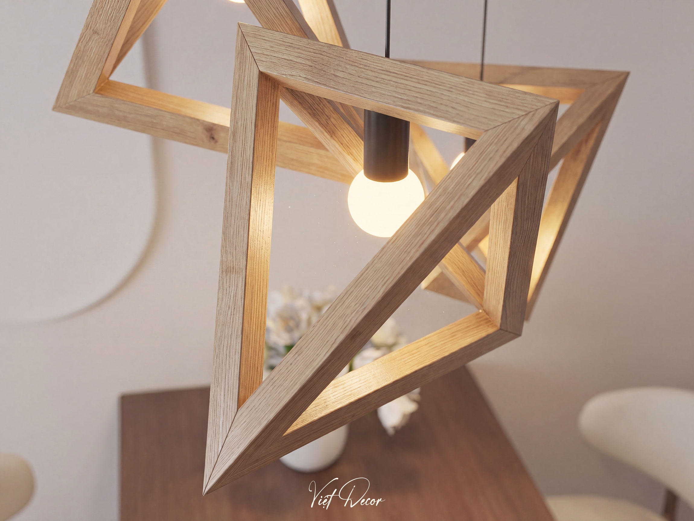 Nội Thất Việt Decor thiết kế thi công nội thất căn hộ 2 phòng ngủ chung cư Victoria Village Tp HCM, đèn bàn ăn