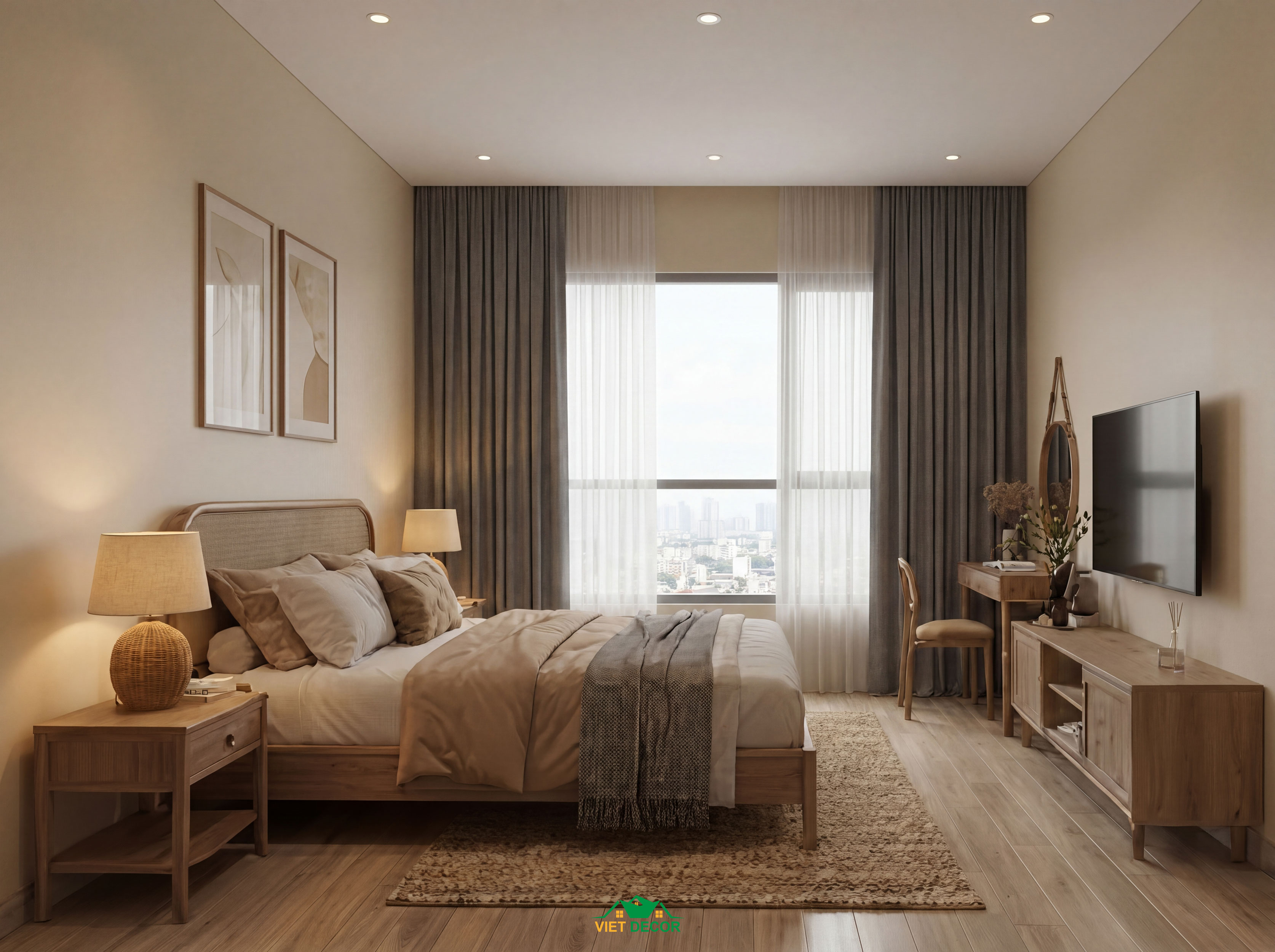 Nội Thất Việt Decor thiết kế thi công nội thất phòng ngủ master căn hộ 2 phòng ngủ chung cư Victoria Village TP HCM