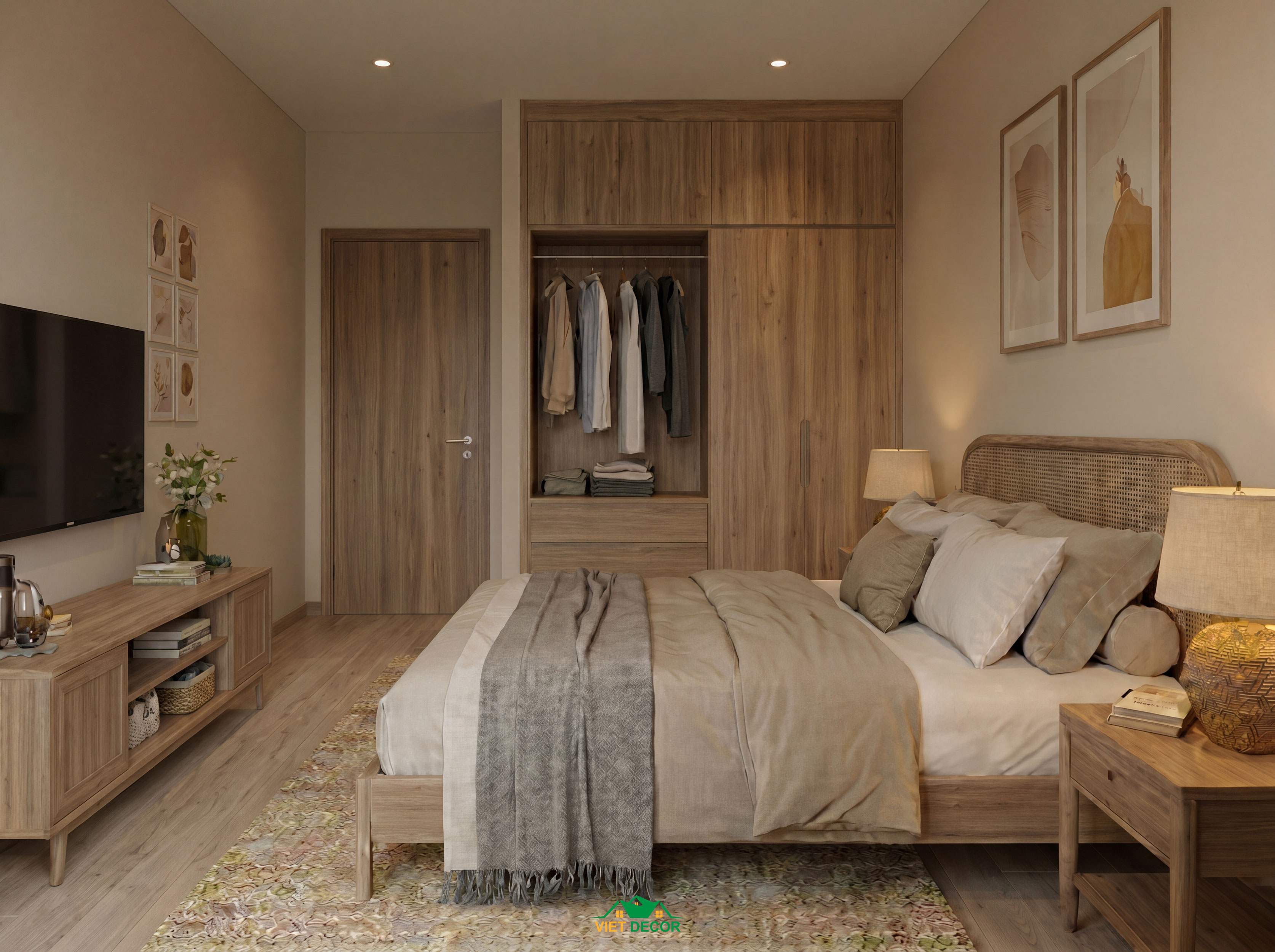 Nội Thất Việt Decor thiết kế thi công nội thất phòng ngủ master căn hộ 2 phòng ngủ chung cư Victoria Village TP HCM