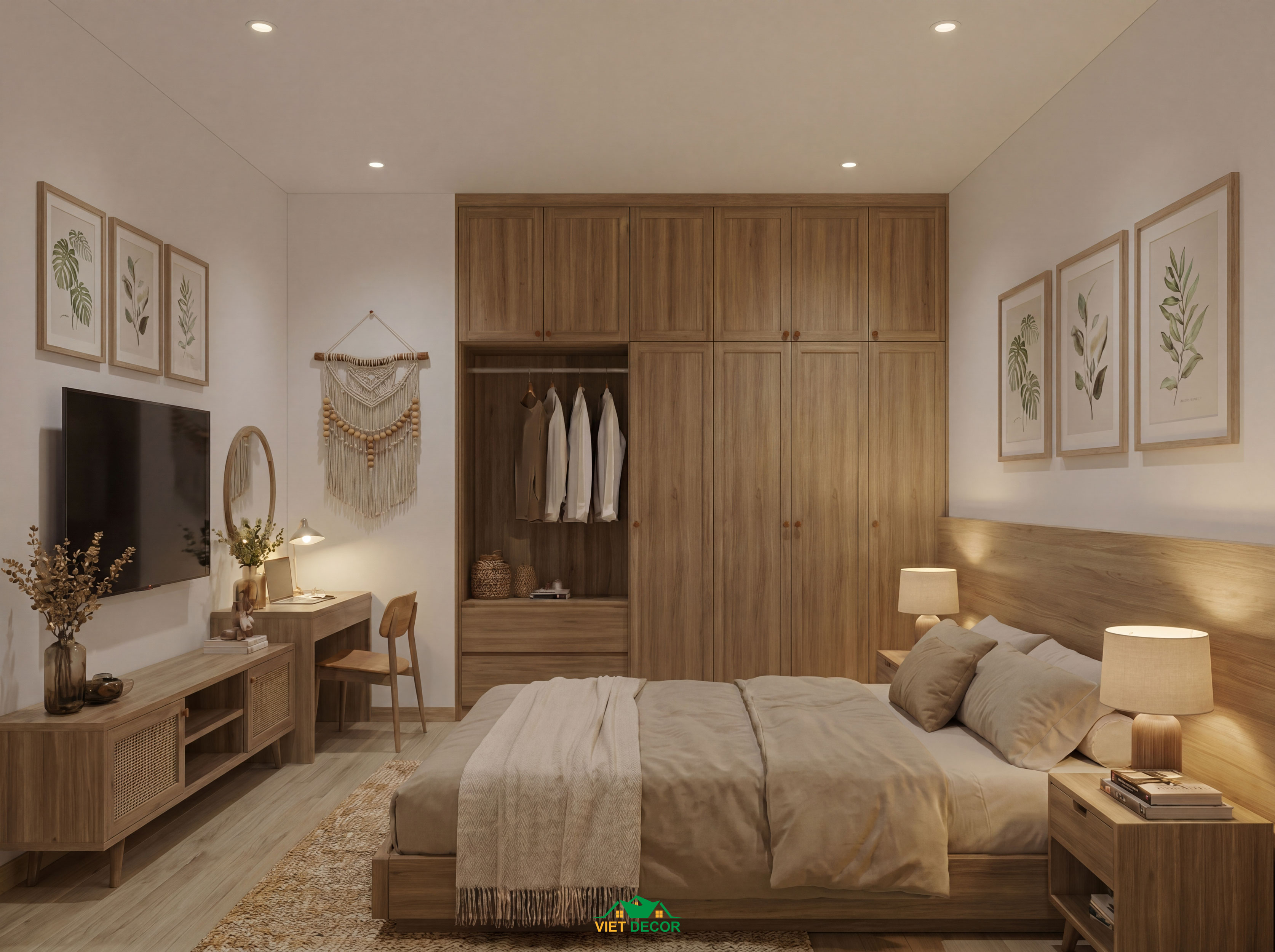 Nội Thất Việt Decor thiết kế thi công nội thất phòng ngủ nhỏ căn hộ 2 phòng ngủ chung cư Victoria Village TP HCM